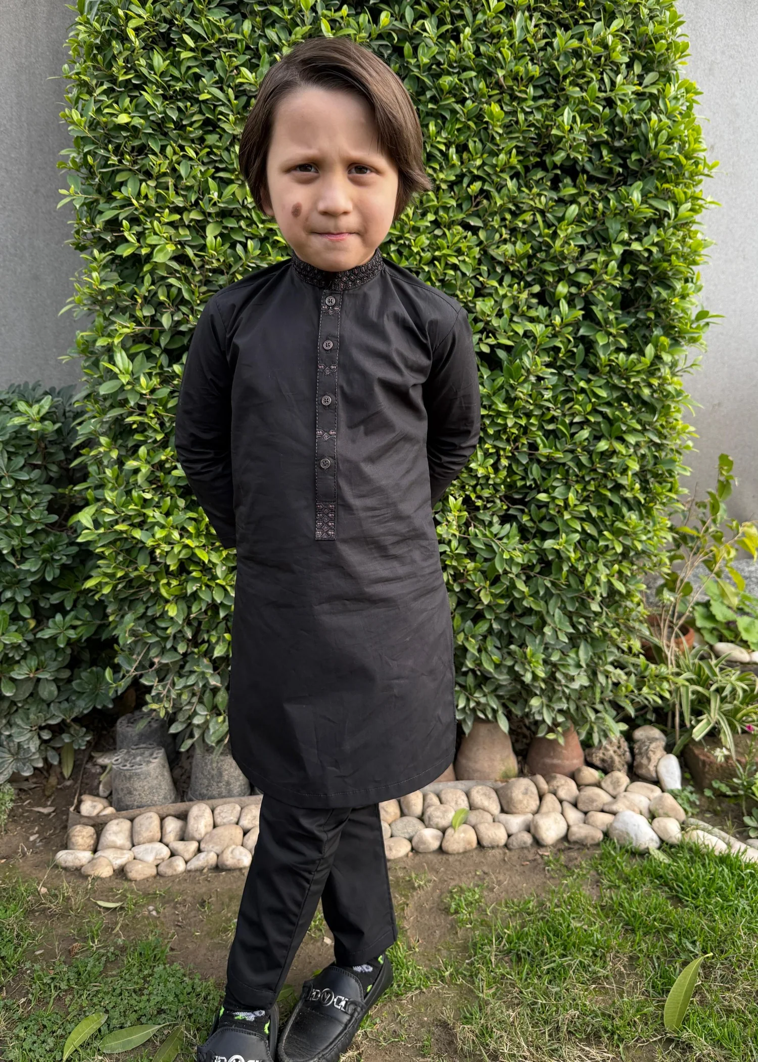 cotton Kurta Set in Black