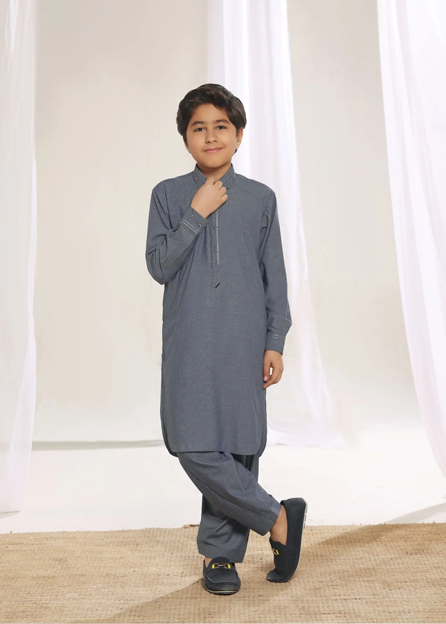 wash & wear Kurta Set in Denim