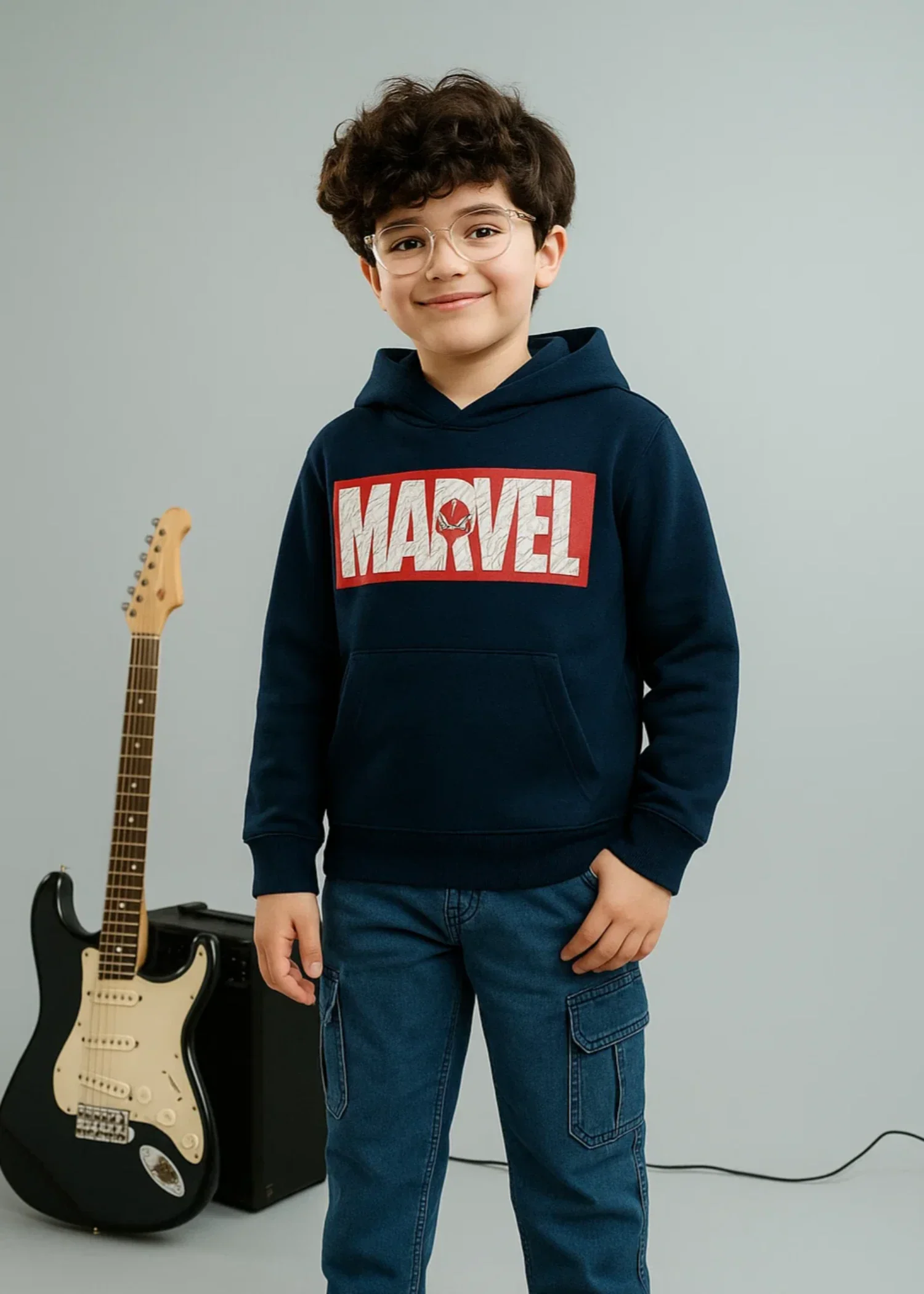fleece Hoodie in Navy blue