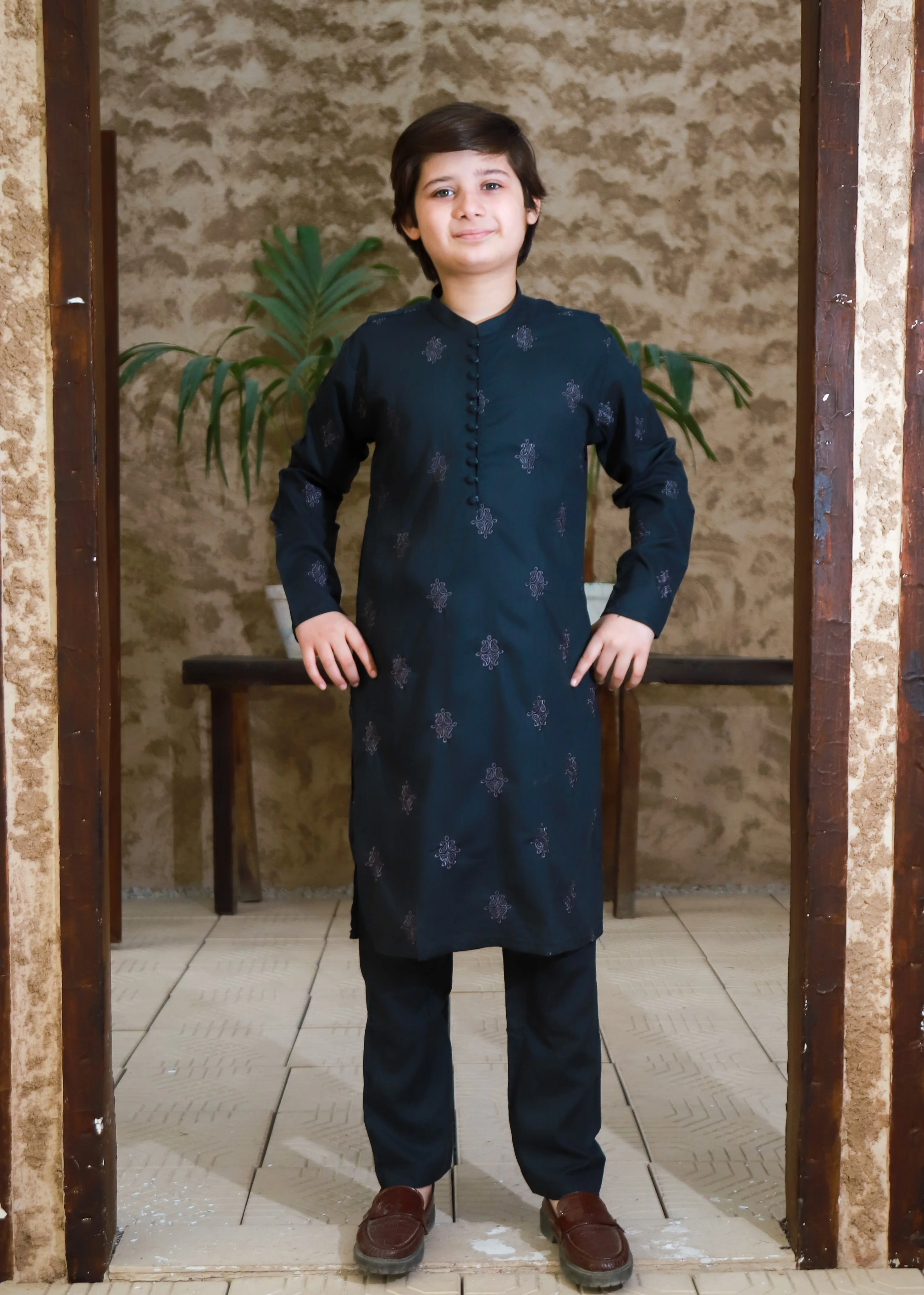 wash & wear Kurta Set in Pine green