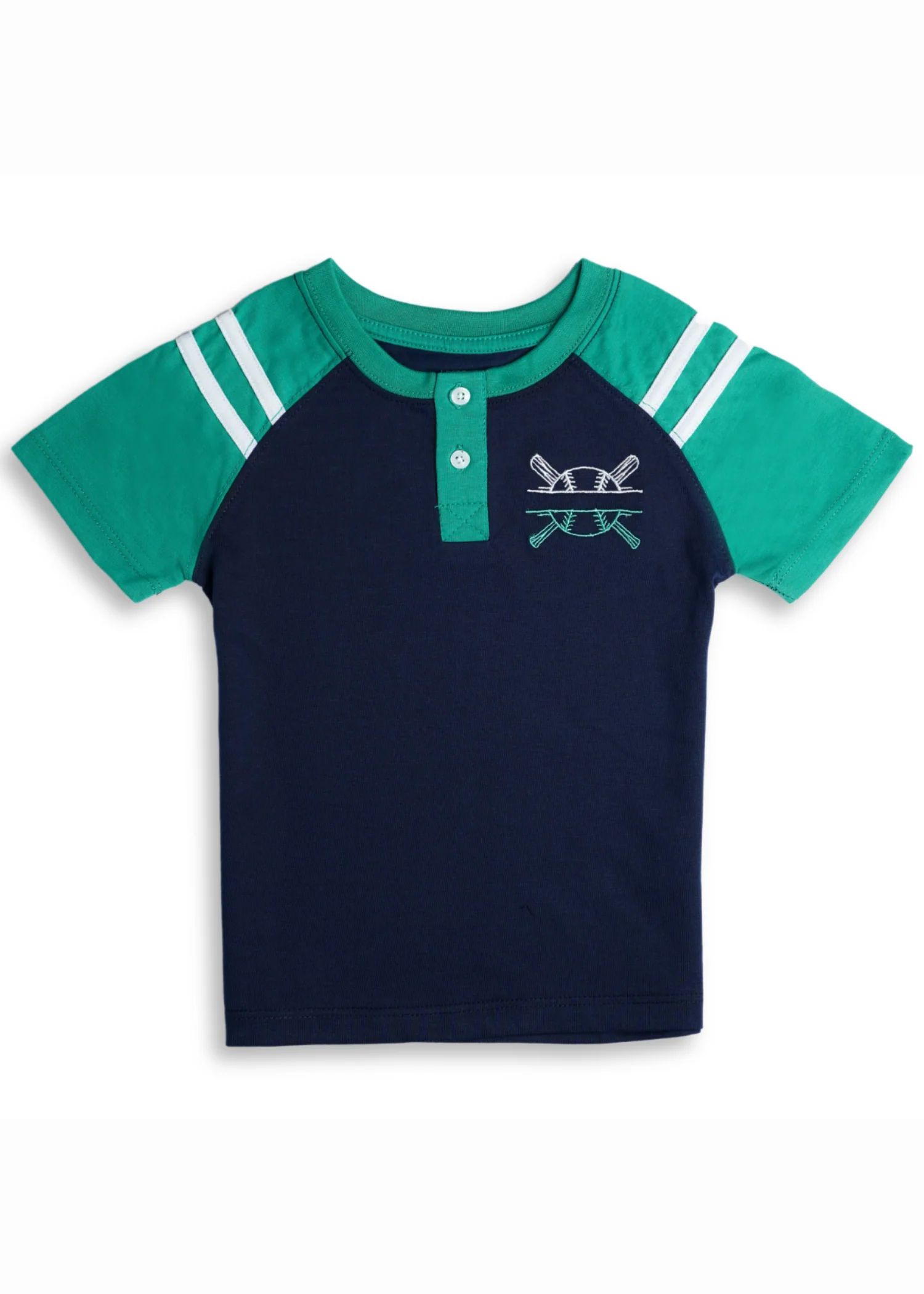 single jersey knit T Shirt in Green, navy blue