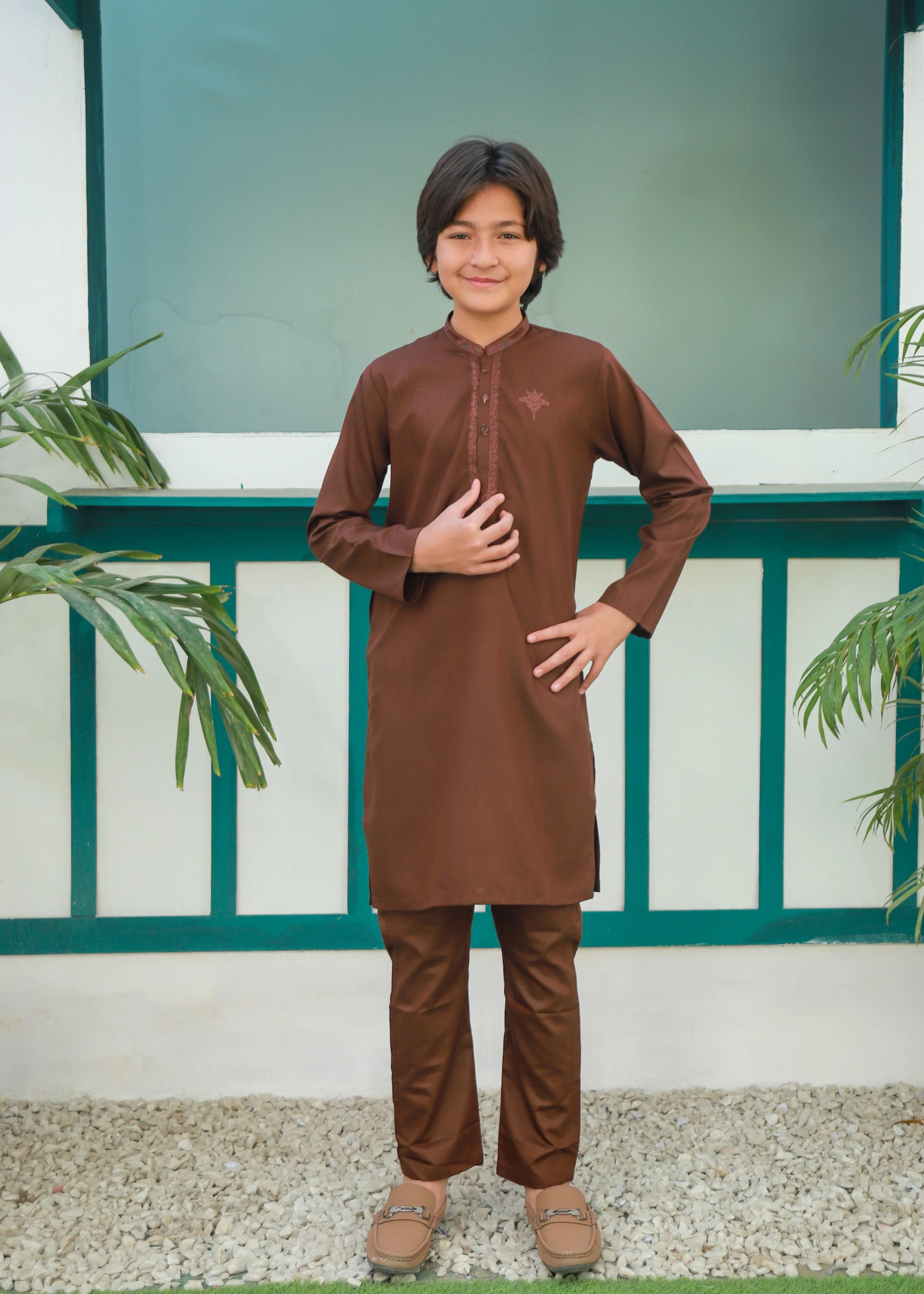 cotton Kurta Set in Hazelwood brown