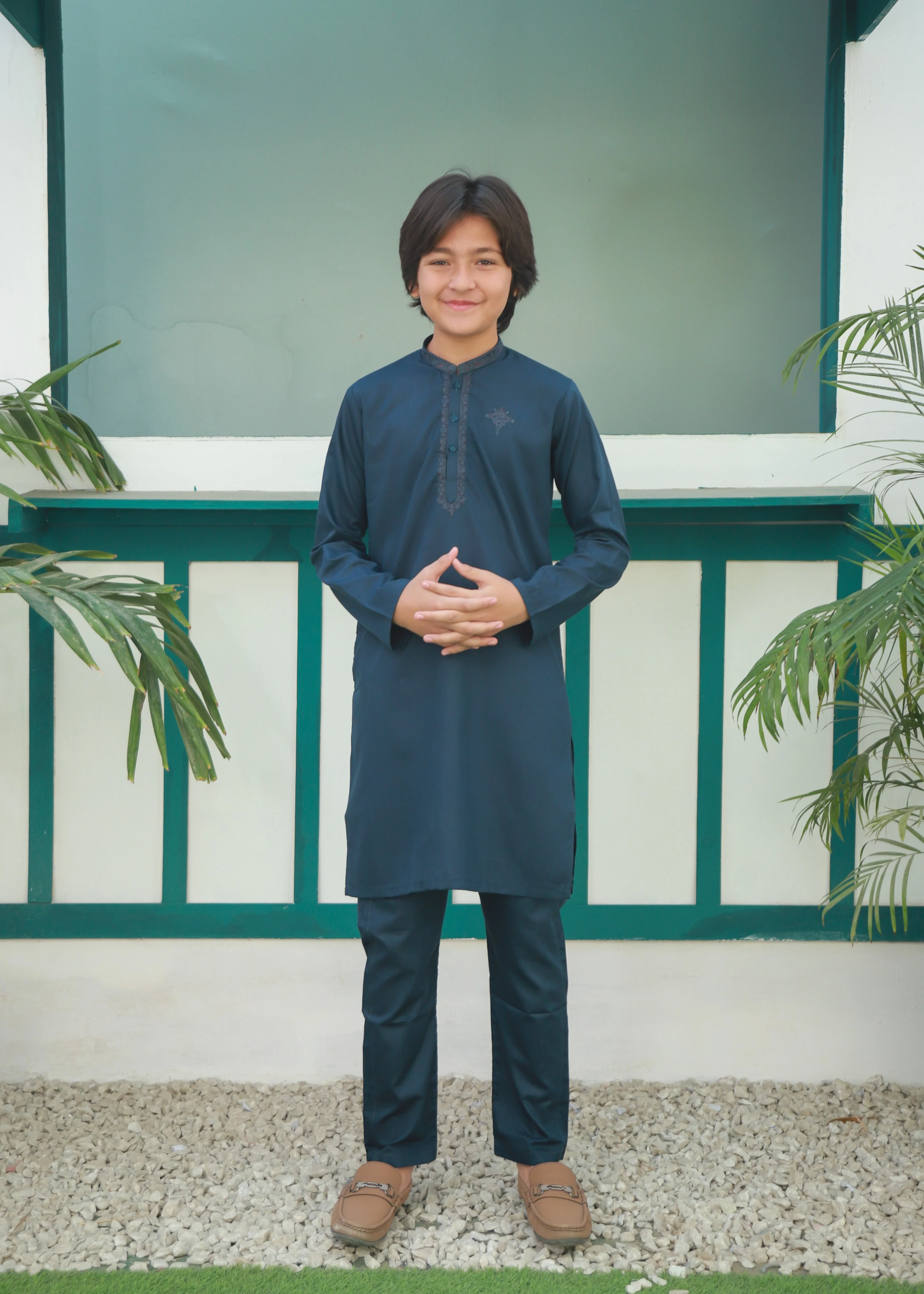 cotton Kurta Set in Ocean blue