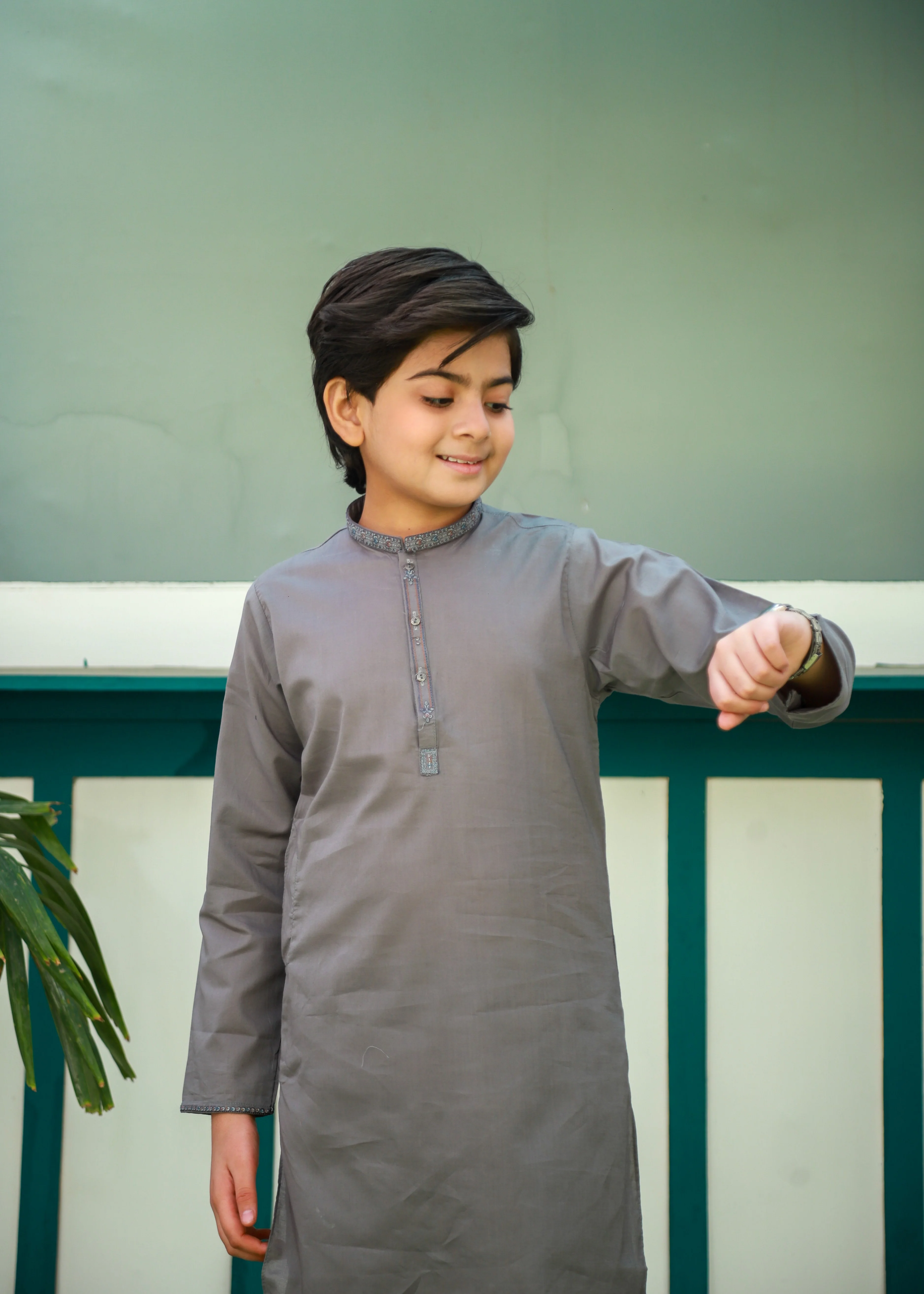 cotton Kurta Set in Ash grey