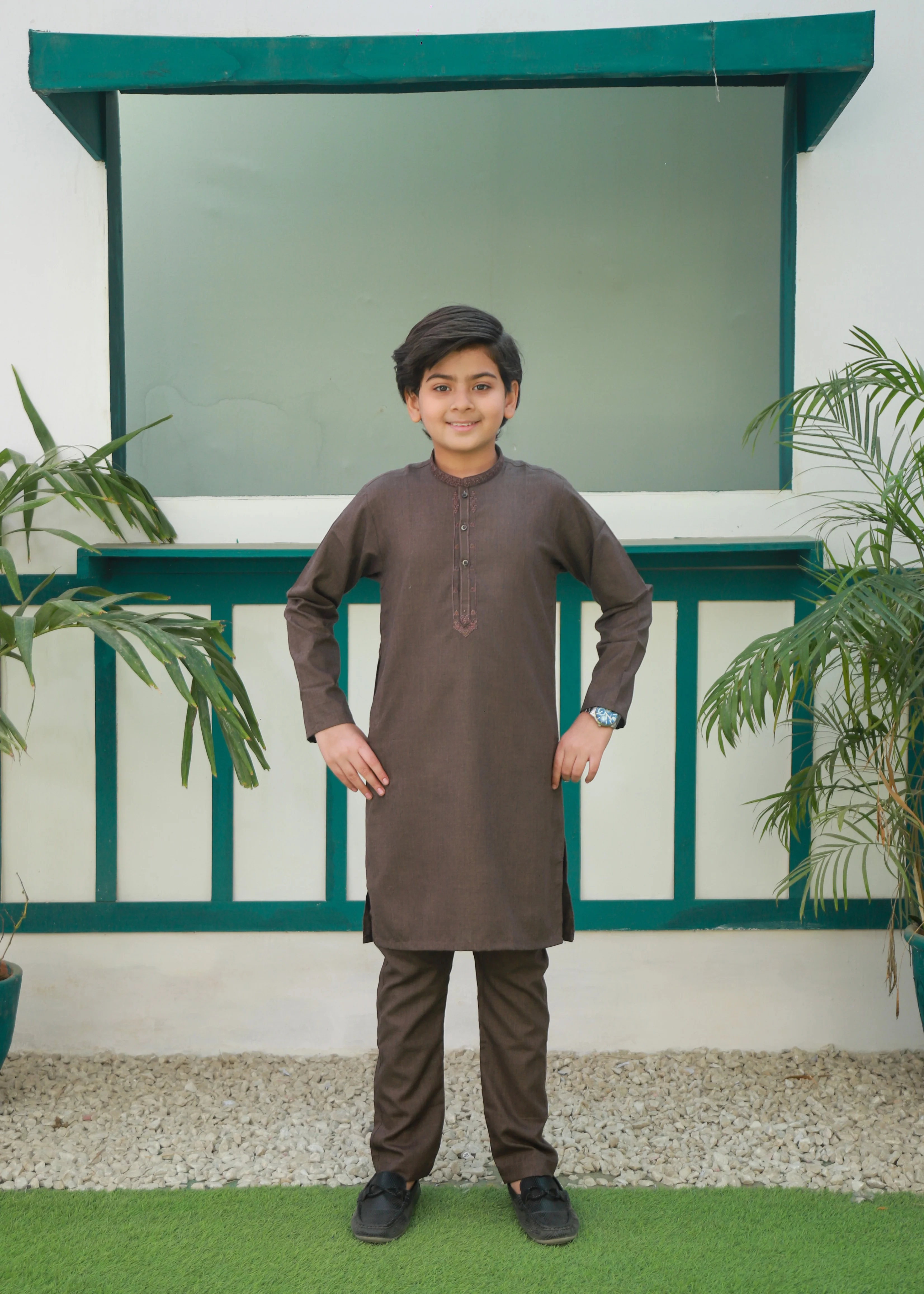 cotton Kurta Set in Maple brown