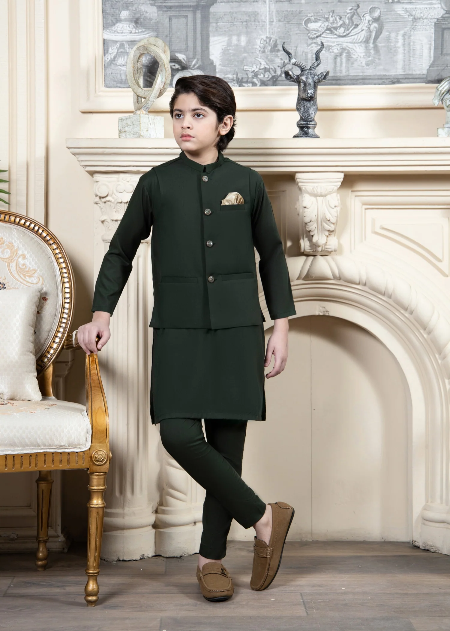 wash & wear Waistcoat in Bottle green