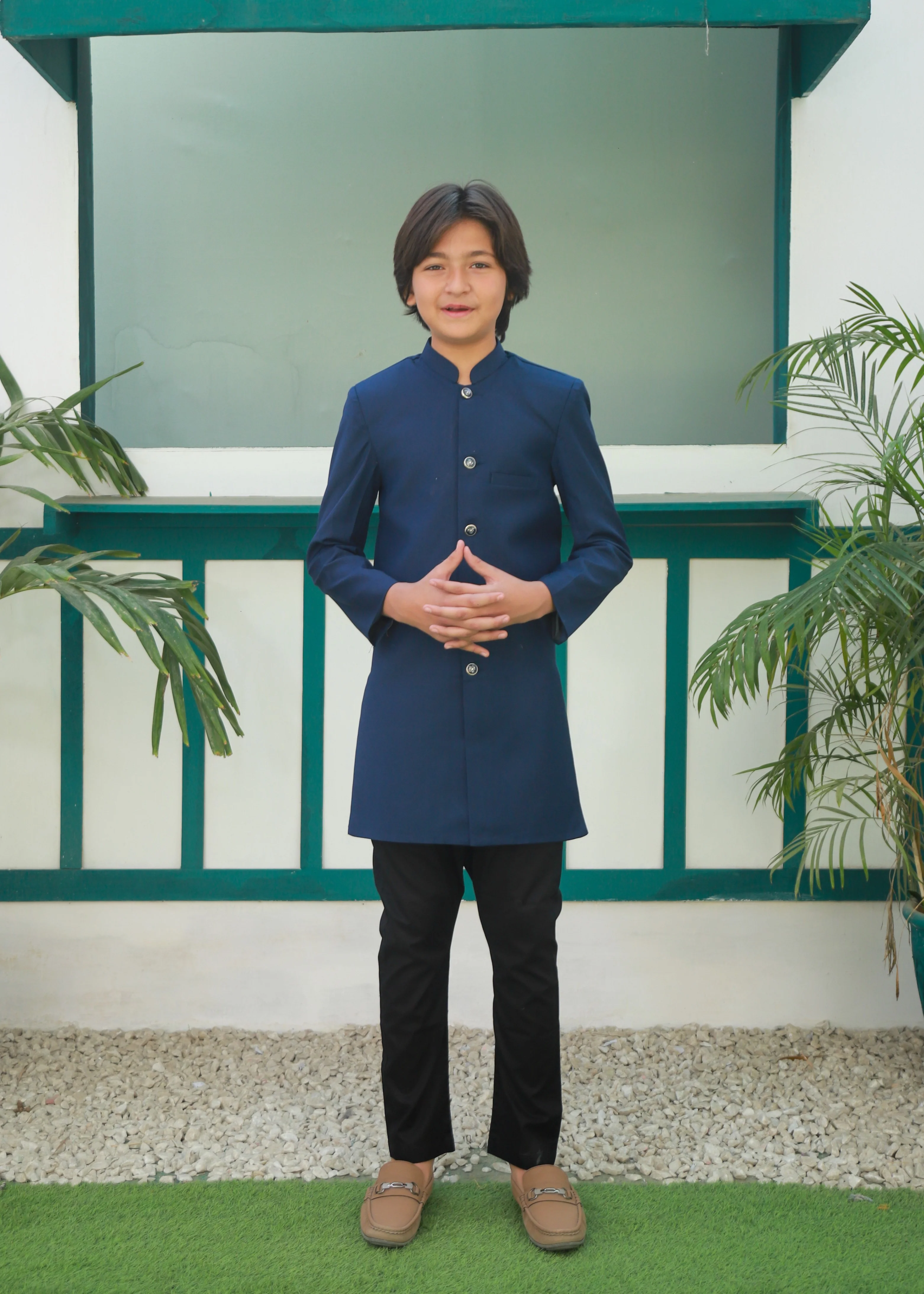jamawar Sherwani in Yale blue