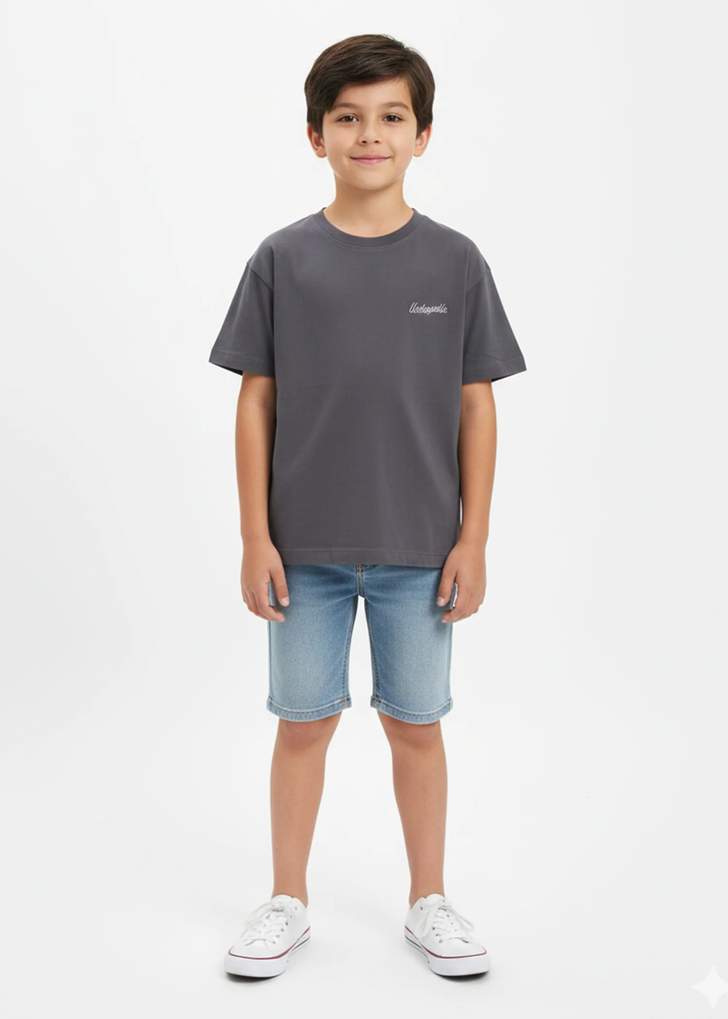 single jersey knit T Shirt in Grey