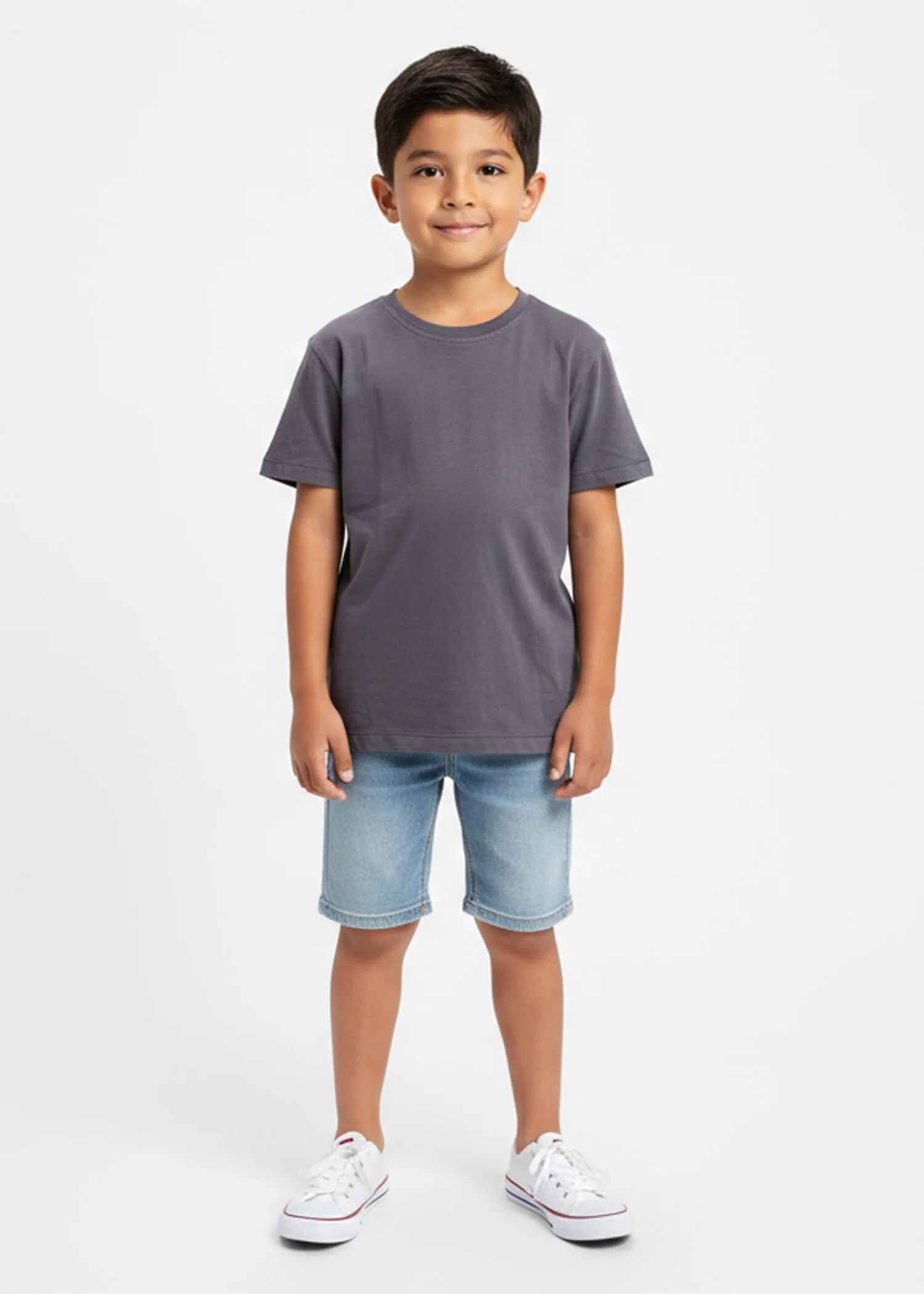 single jersey knit T Shirt in Dark grey