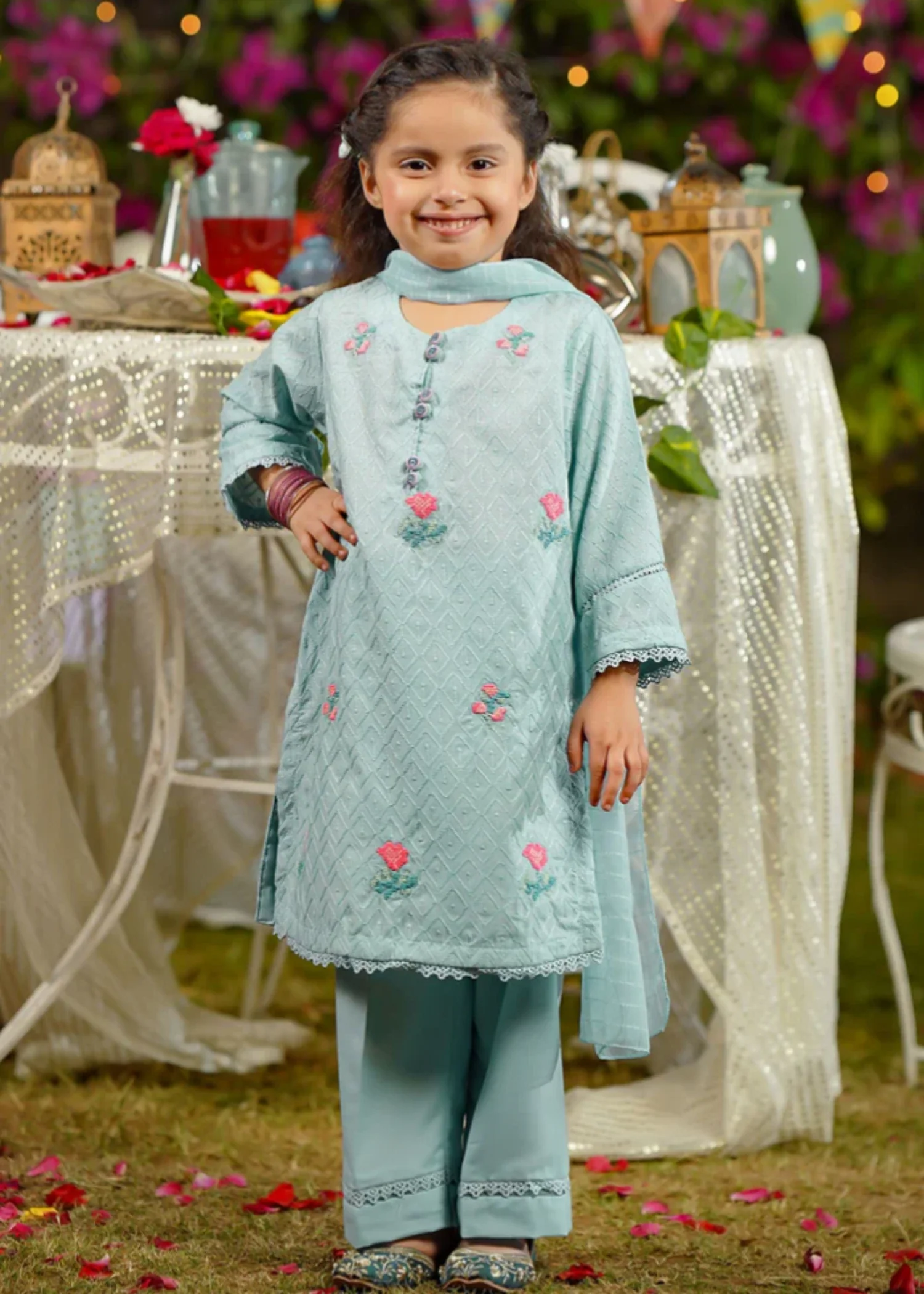 chikankari cotton Kurta Set in Sky blue