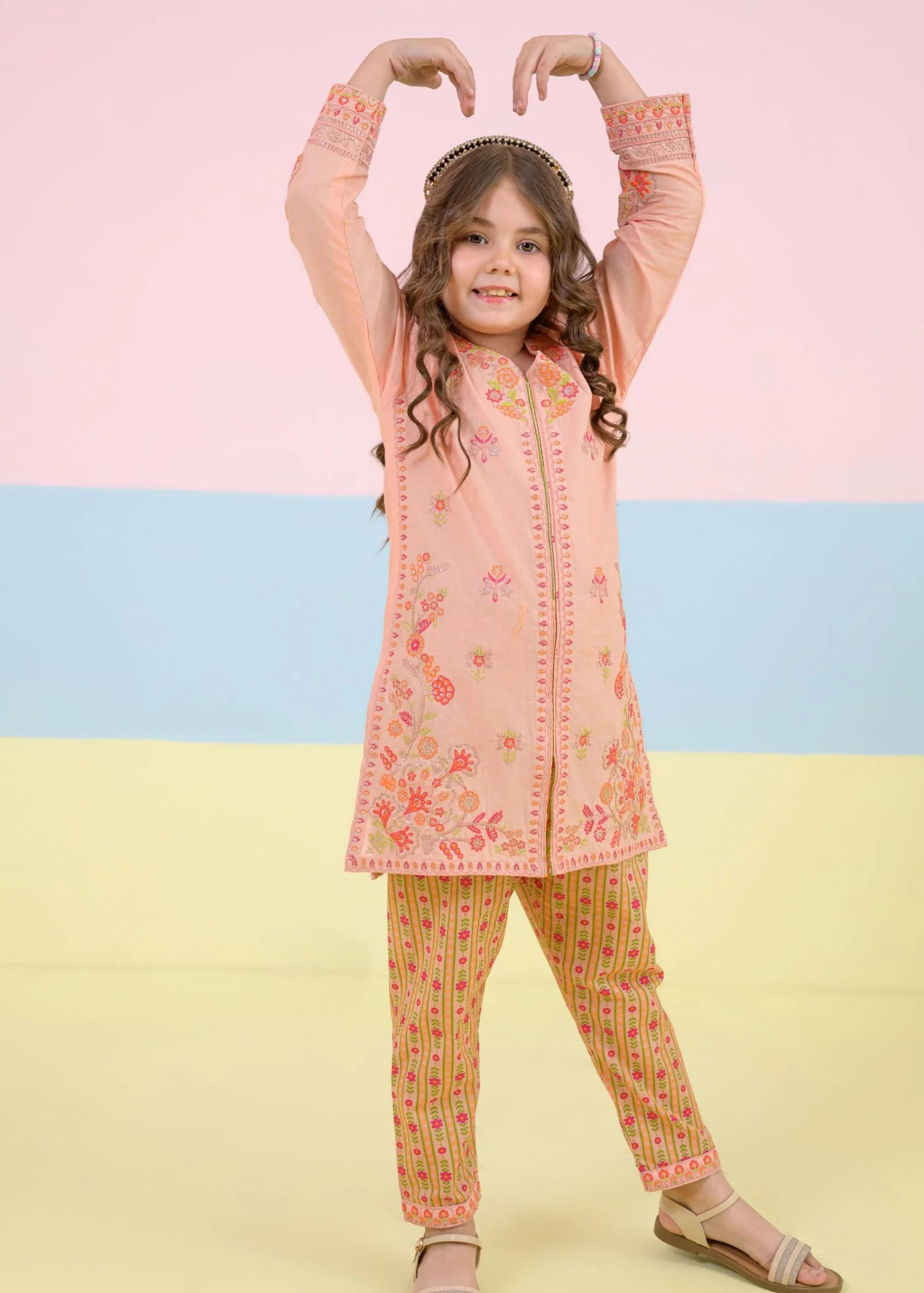 cotton Kurta Set in Peach pink