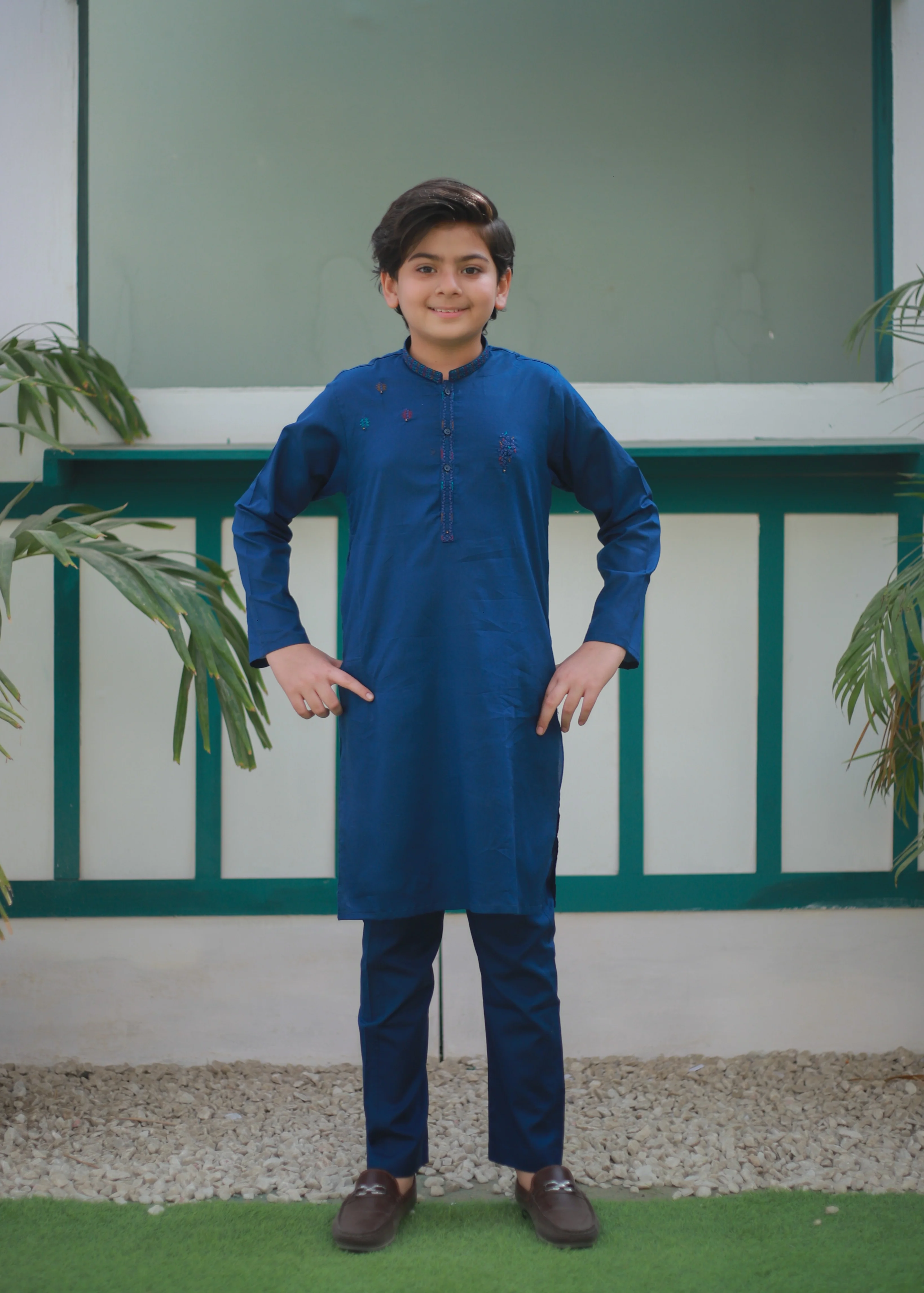 cotton Kurta Set in Cobalt blue