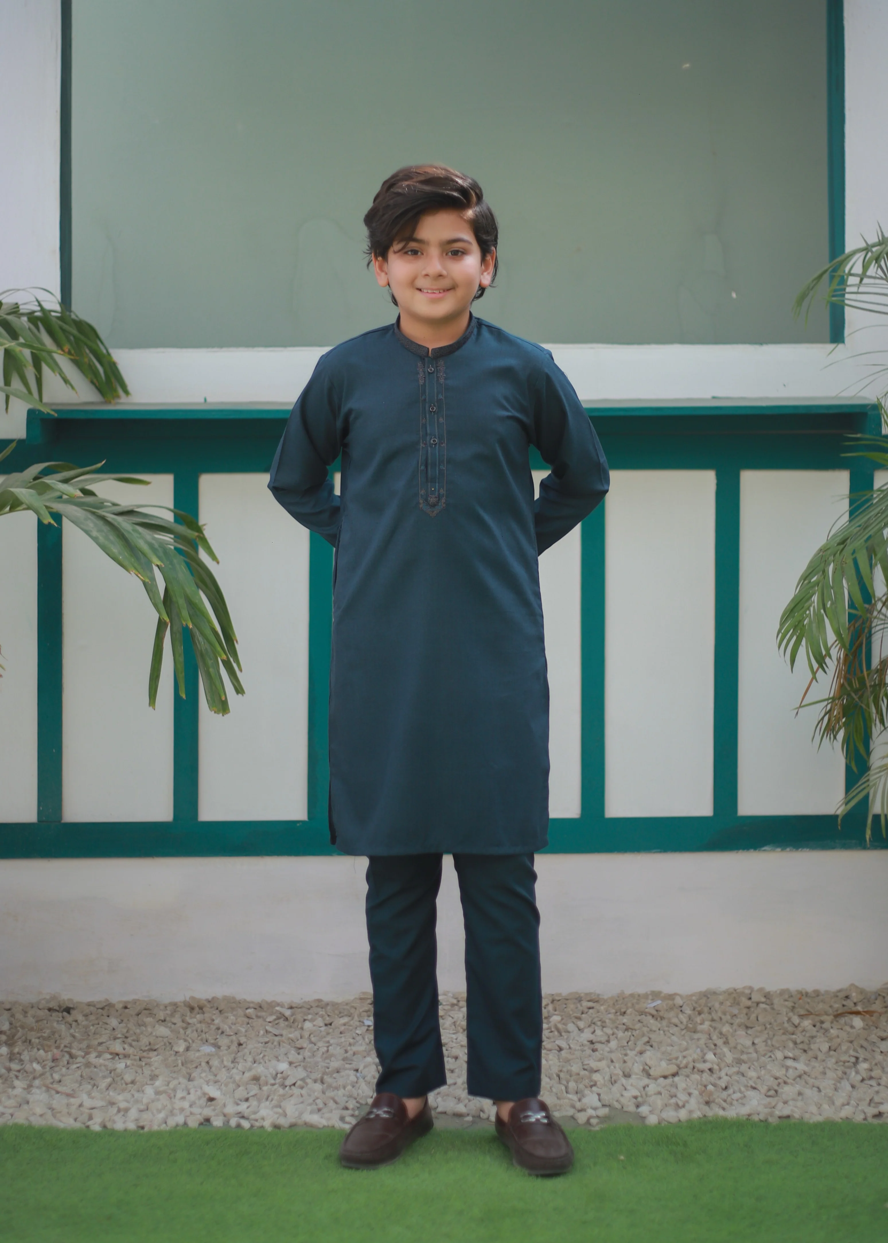cotton Kurta Set in Teal