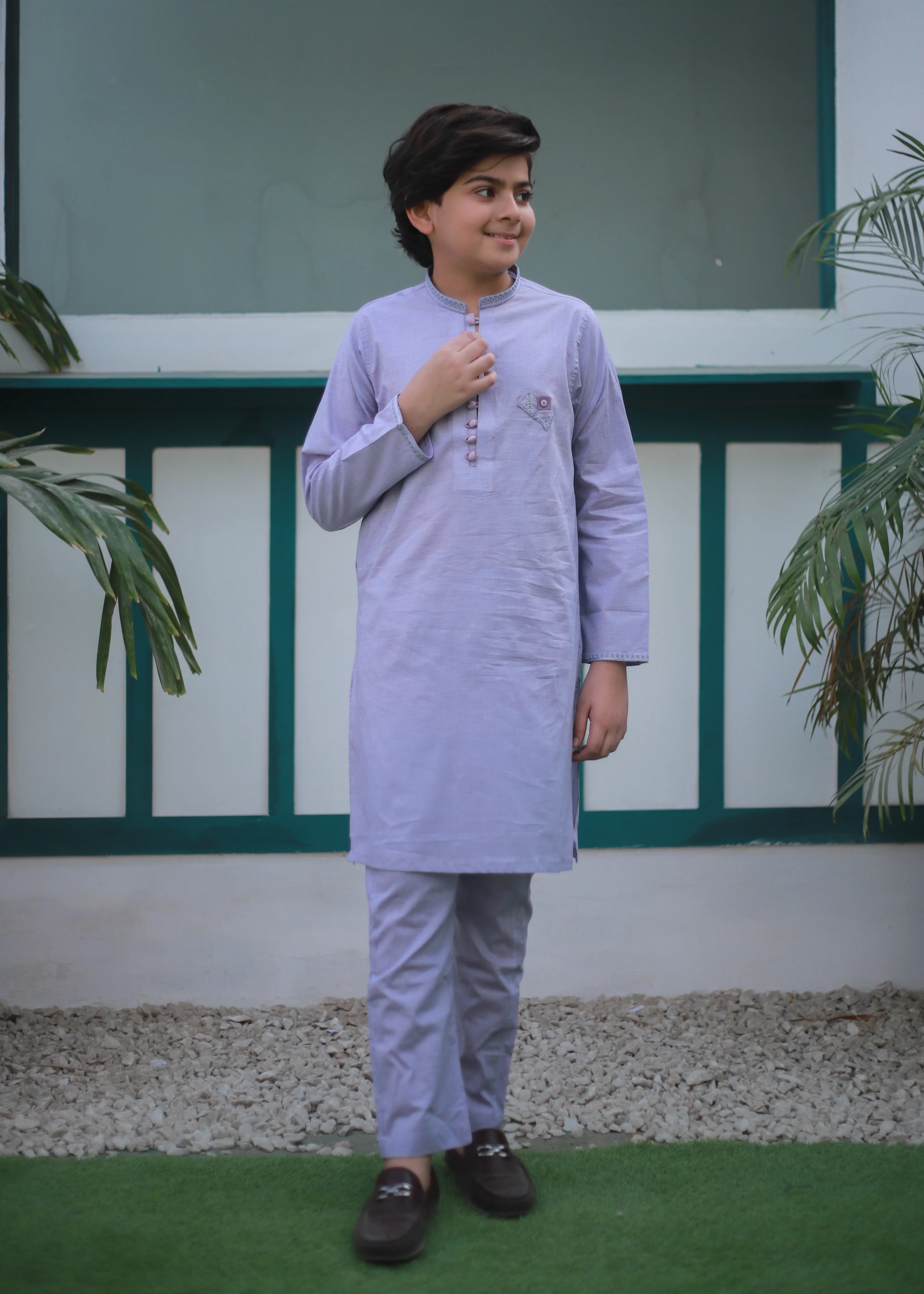 cotton Kurta Set in Mauve