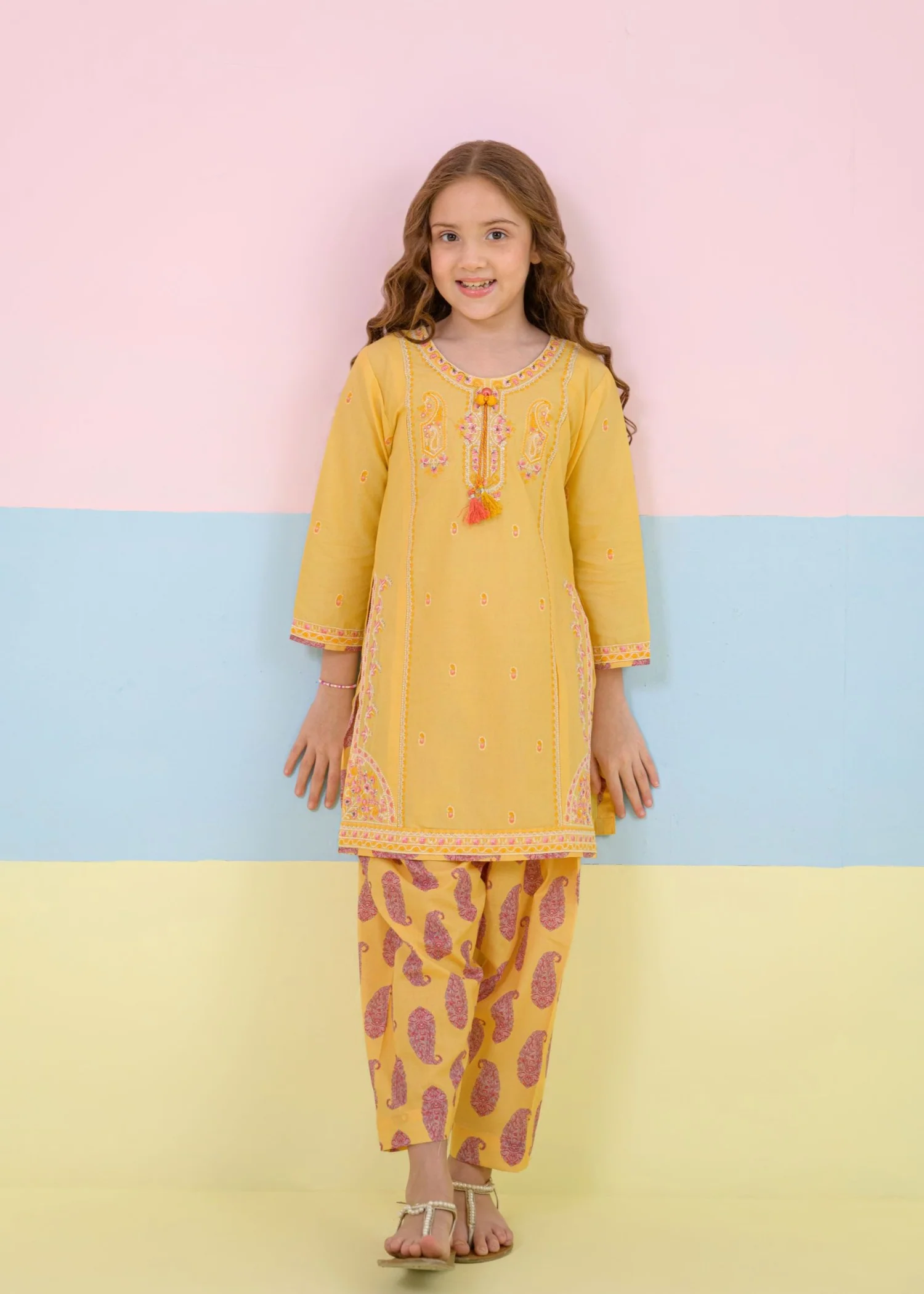 cotton Kurta Set in Yellow