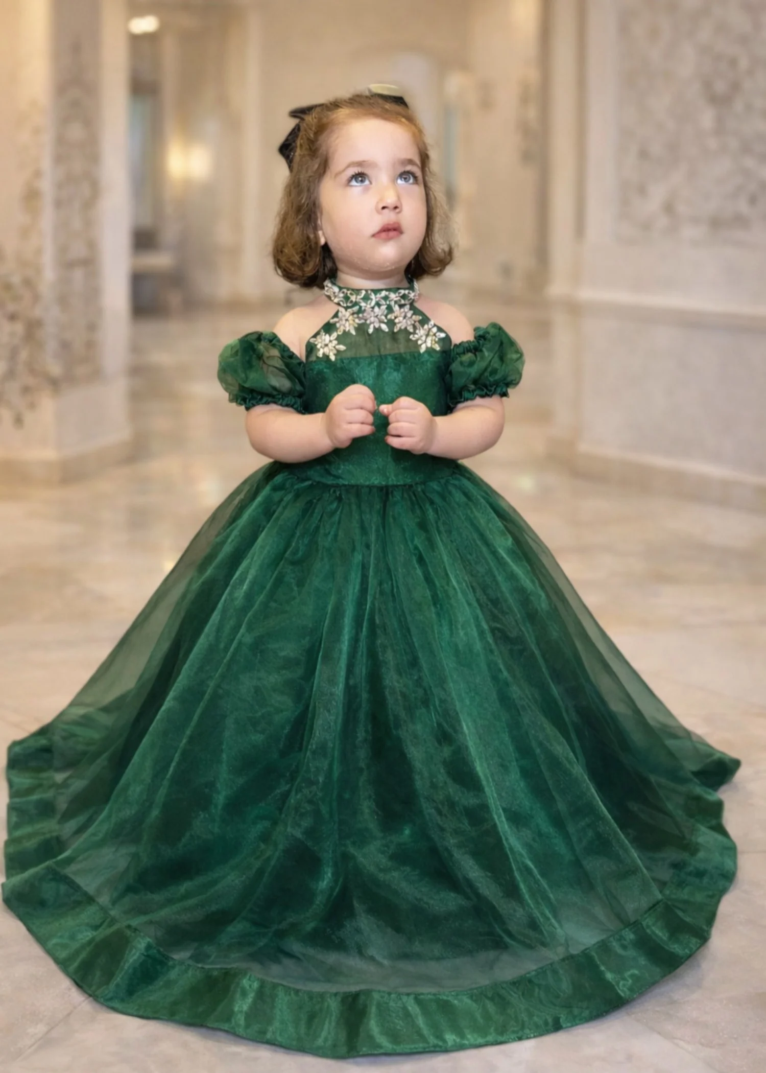 silk Frock in Bottle green
