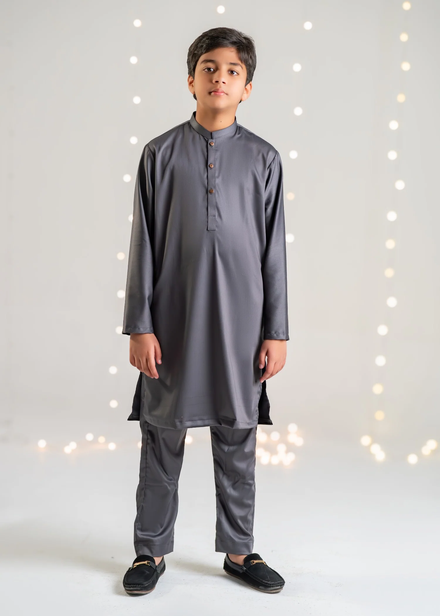 cotton Kurta Set in Charcoal
