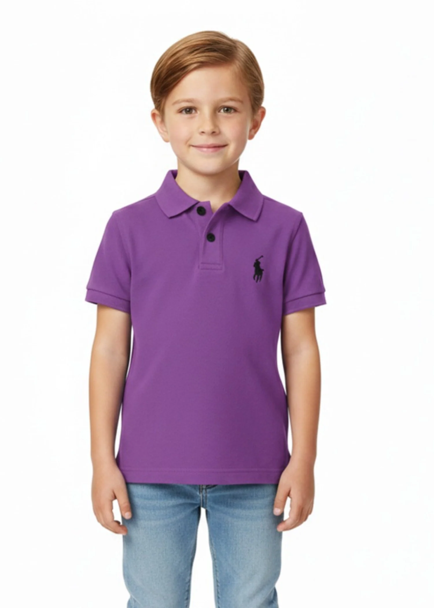 cotton Polo Shirt in Royal purple