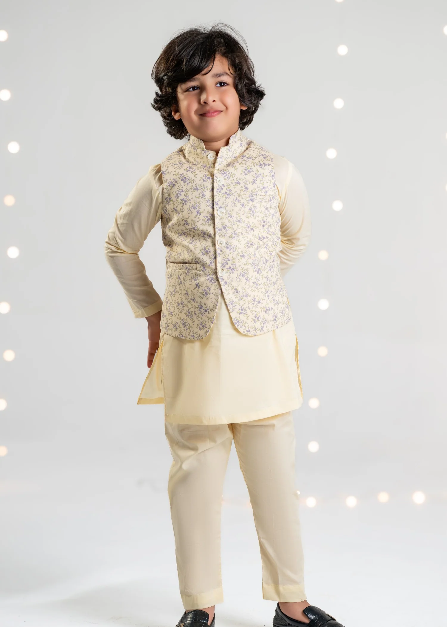 cotton Waistcoat in Light yellow