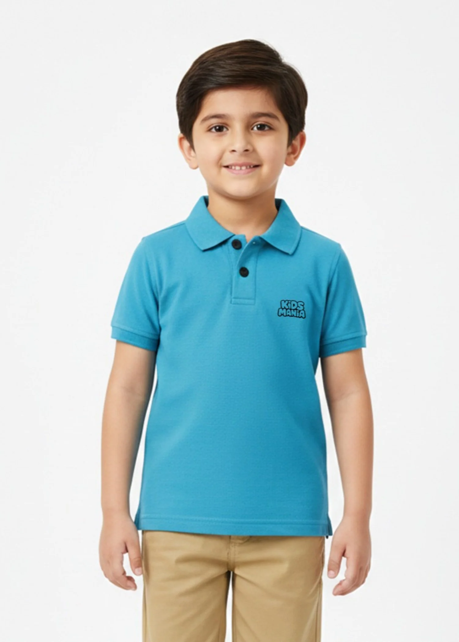 cotton Polo Shirt in Ocean blue
