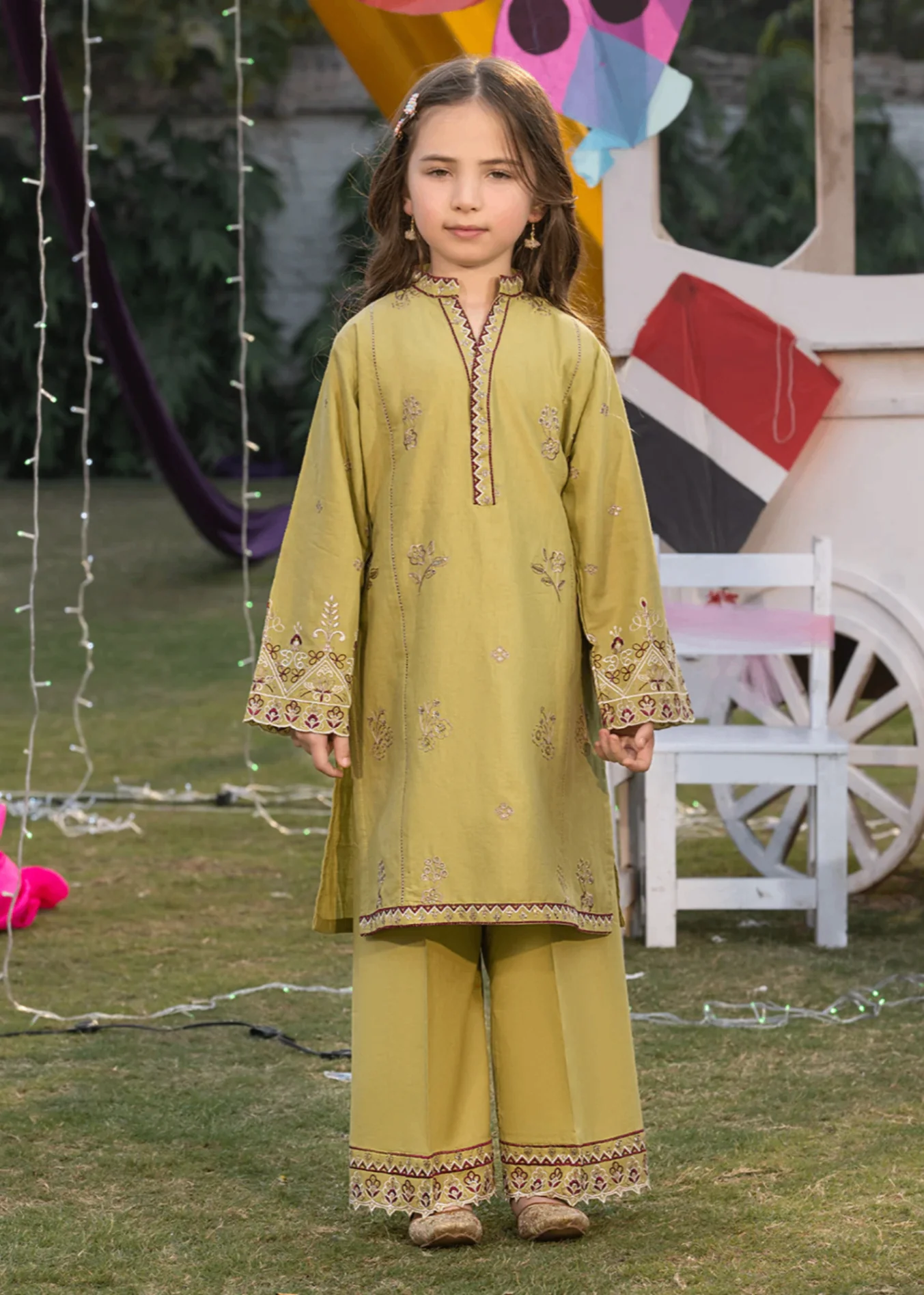 cotton Kurta Set in Pear