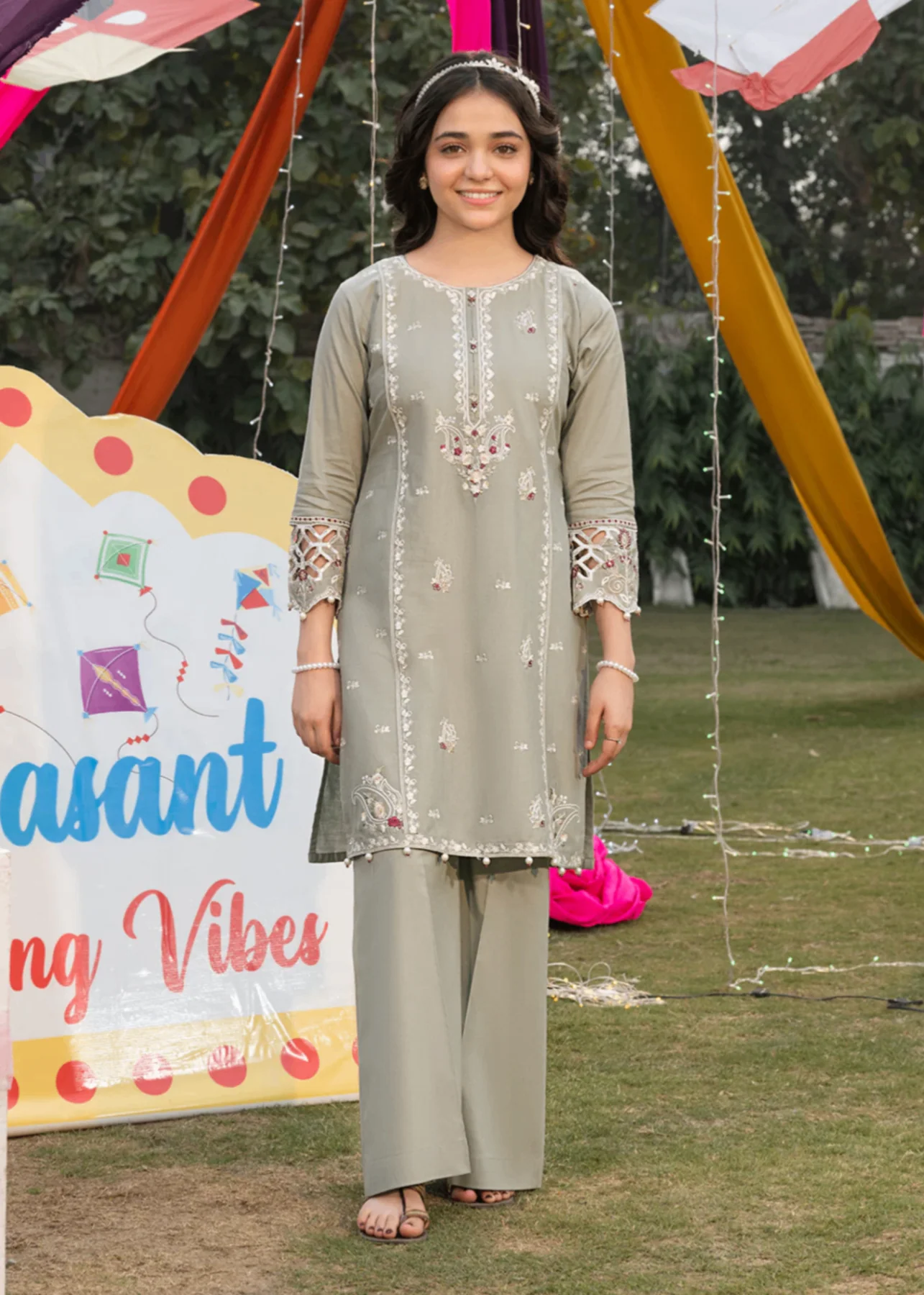 cotton Kurta Set in Sage green