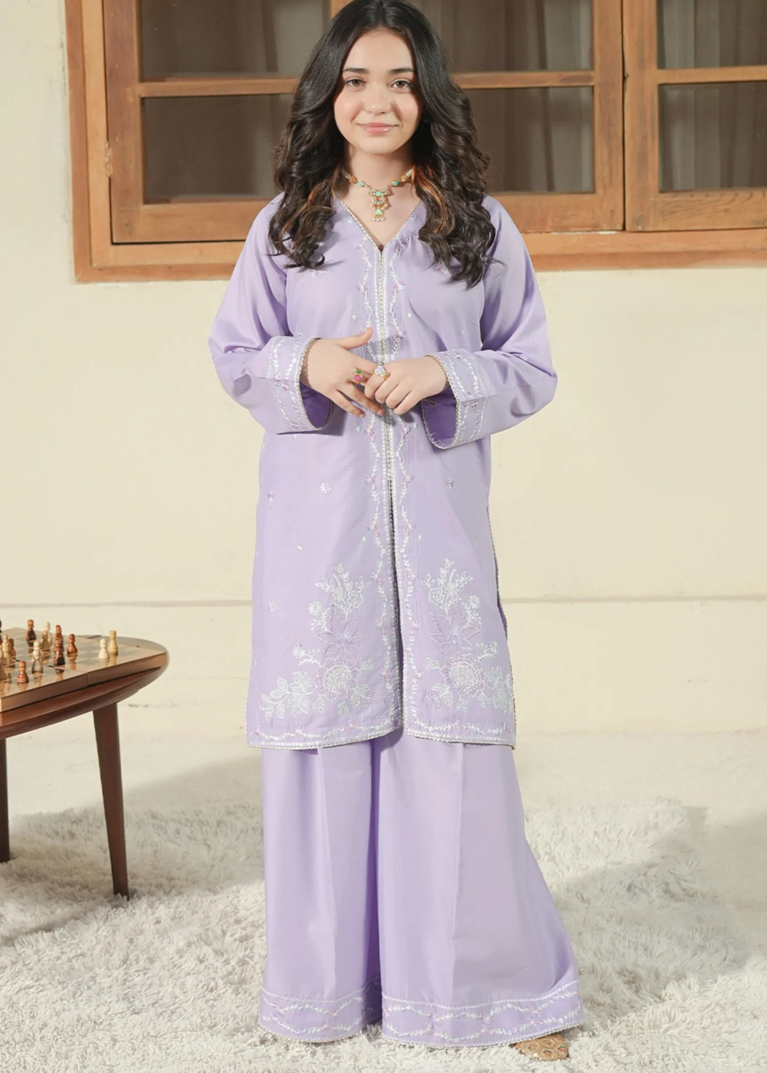 lawn Kurta Set in Lilac