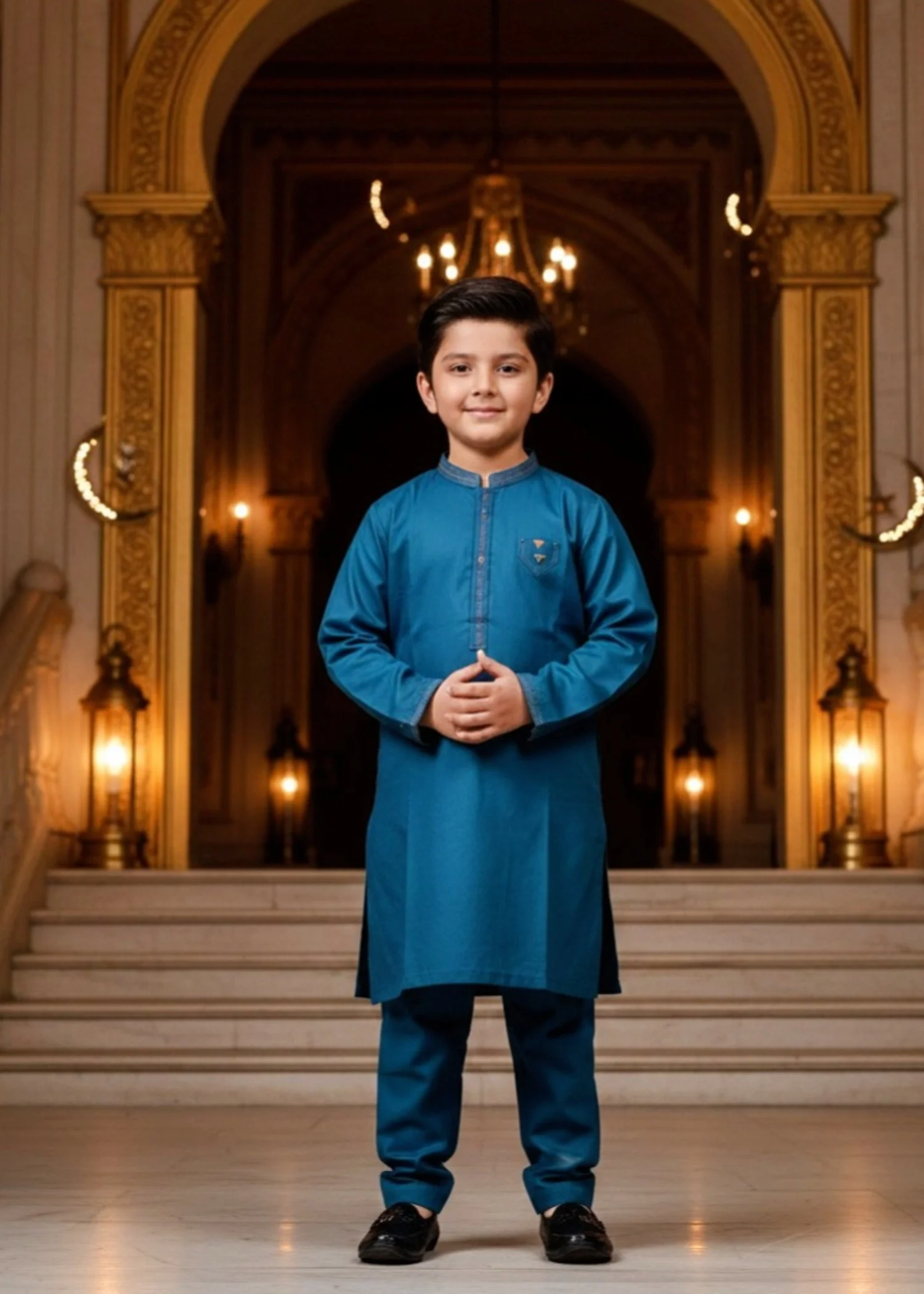 cotton Kurta Set in Dark cyan