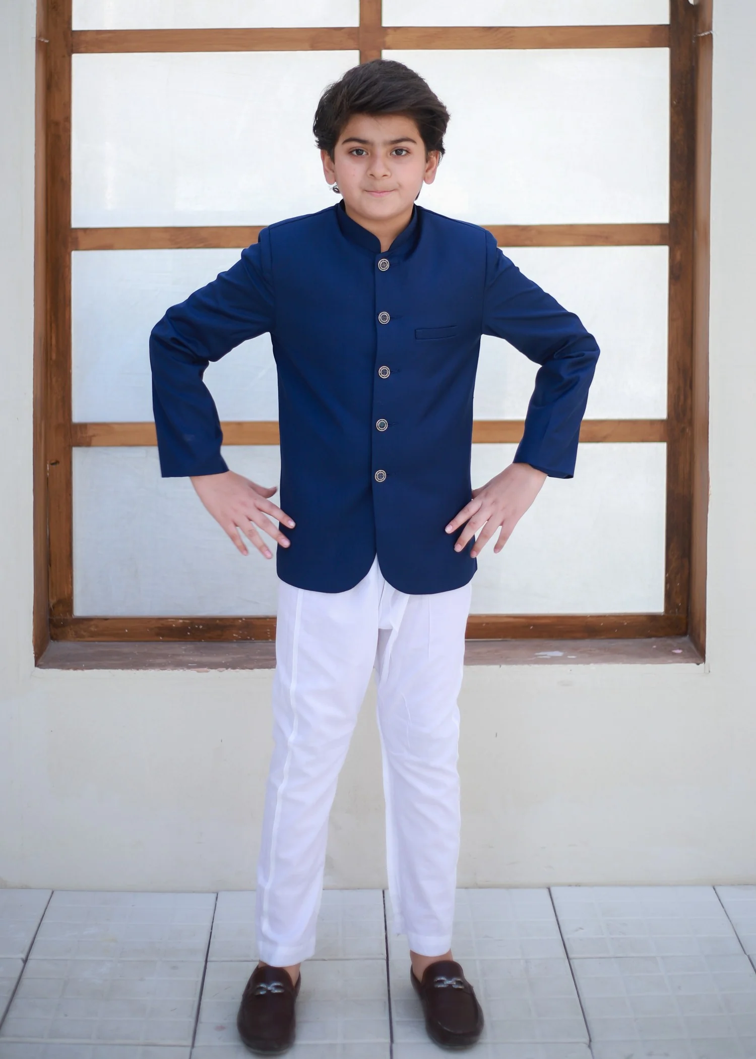 raw silk Prince Coat in Blue