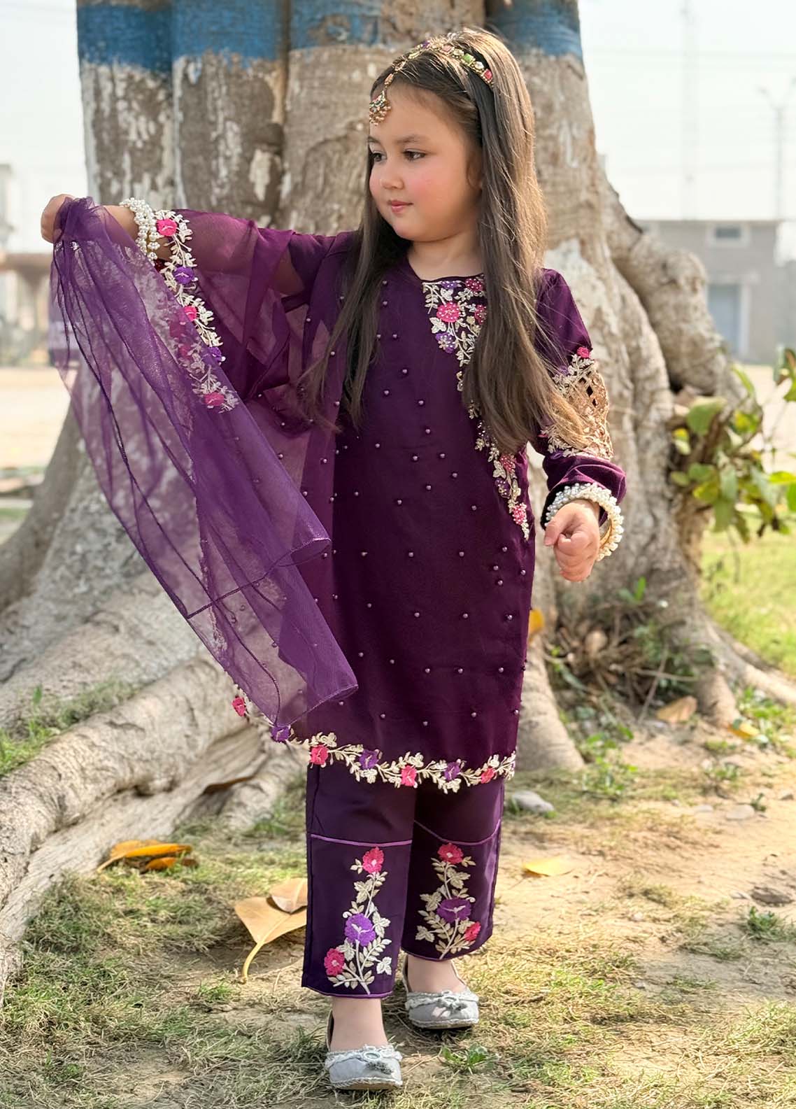 chiffon Short Frock in Purple