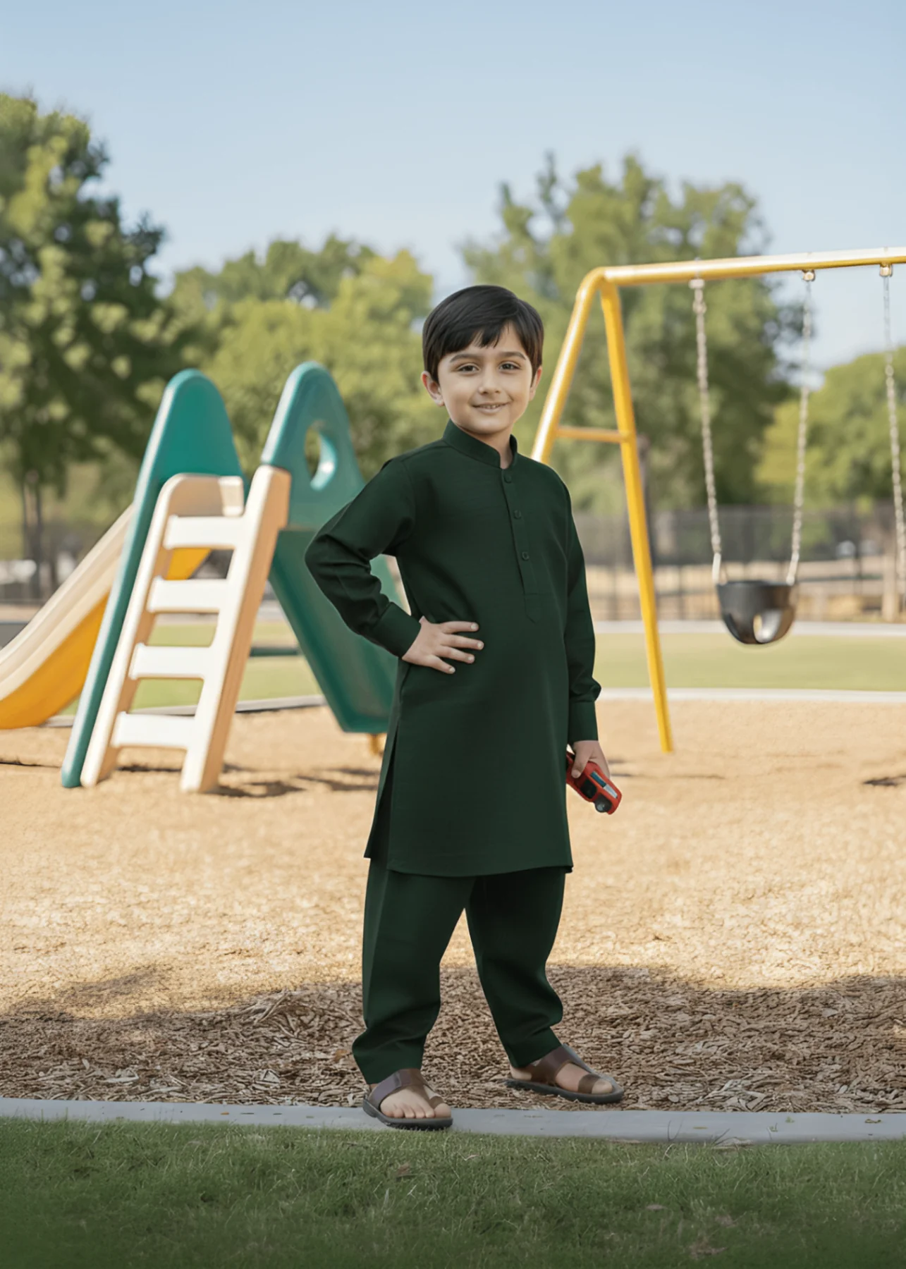 poly viscose Kurta Set in Green
