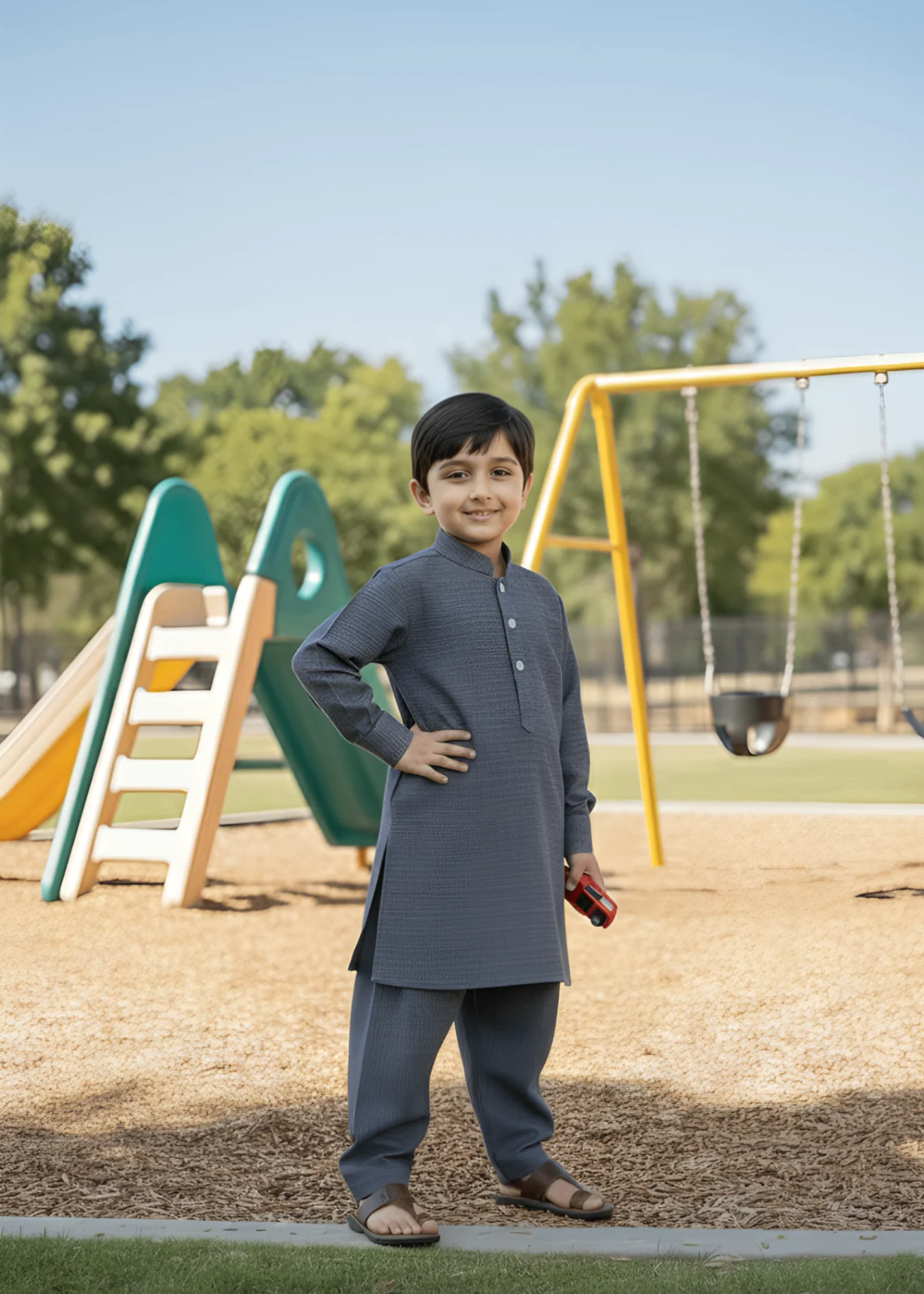 poly viscose Kurta Set in Grey
