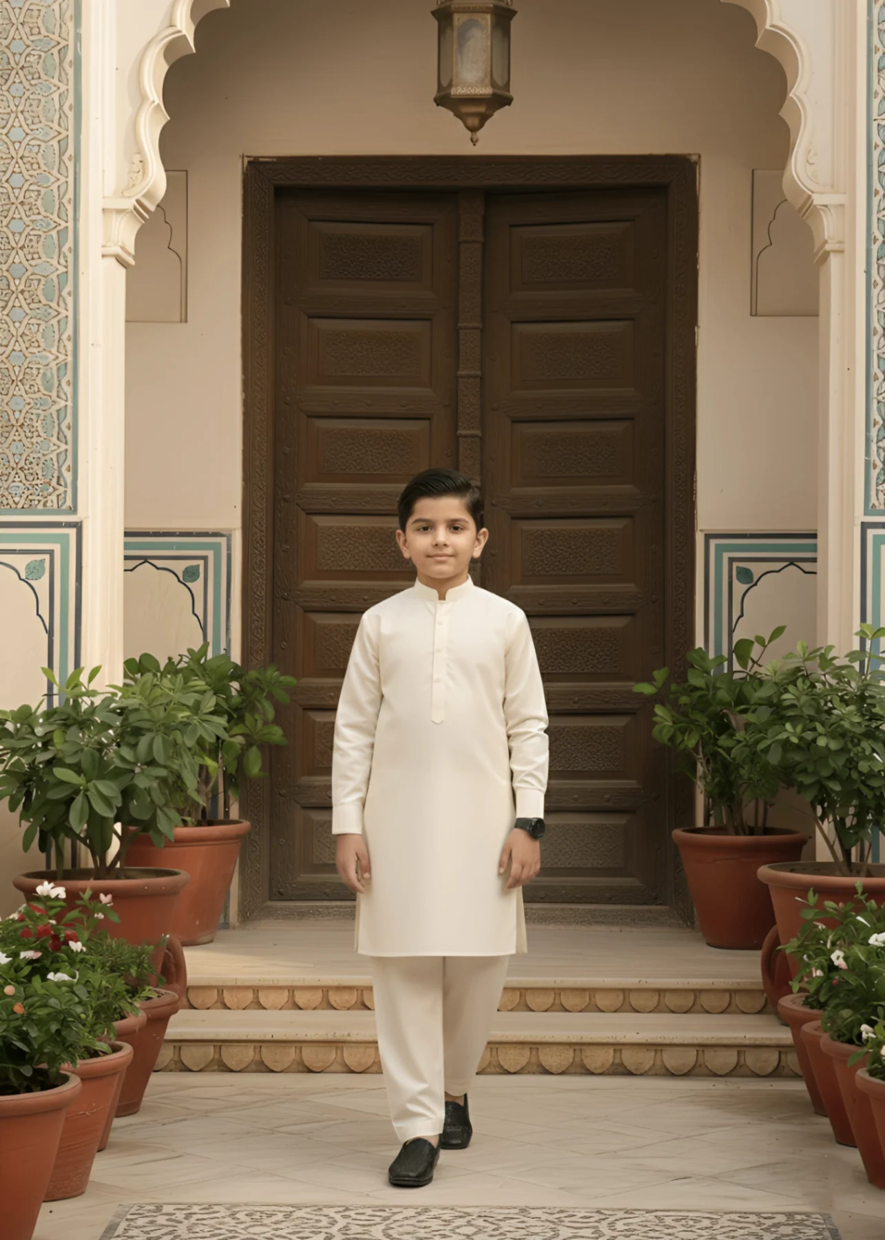 poly viscose Kurta Set in Cream