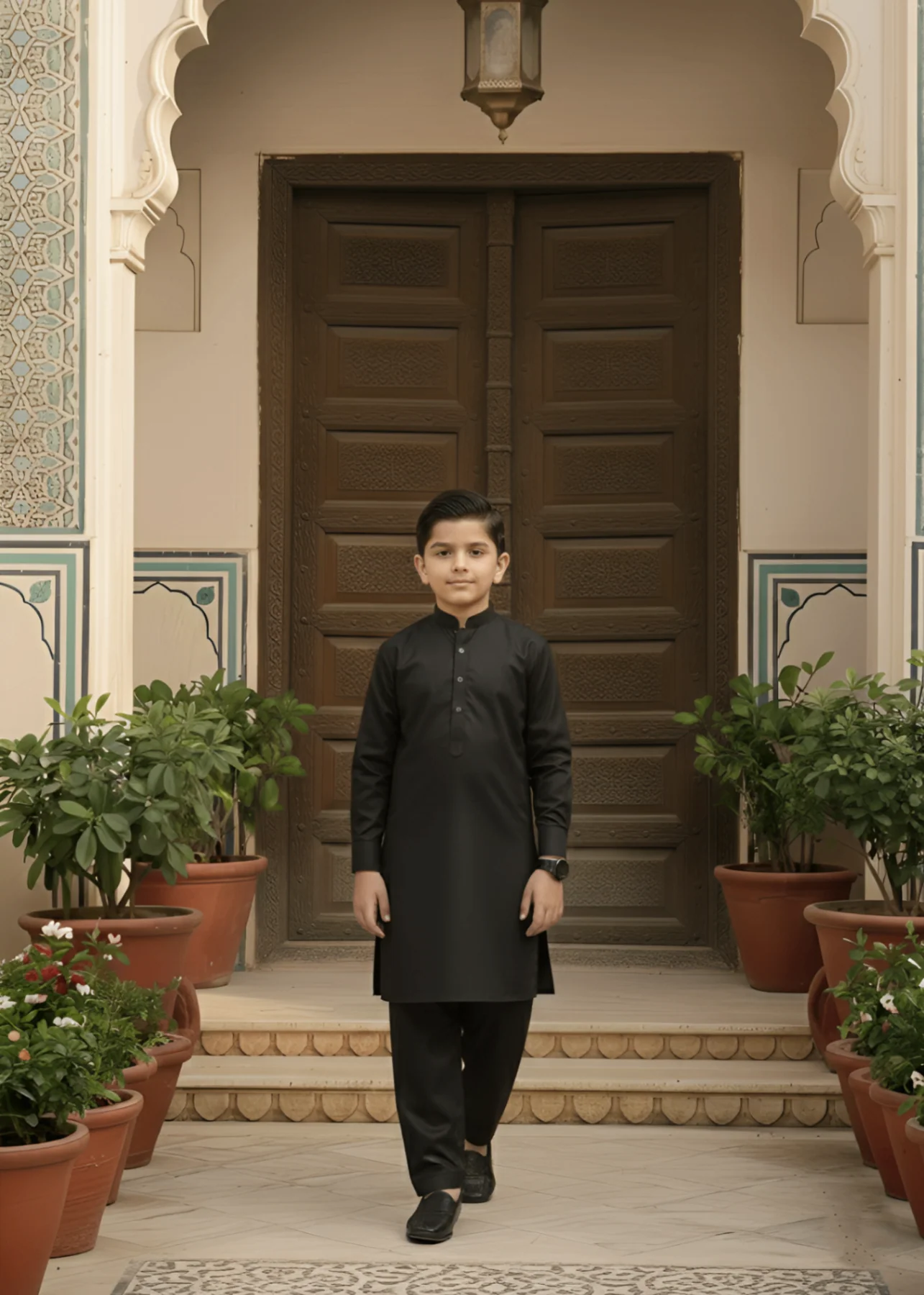 poly viscose Kurta Set in Black