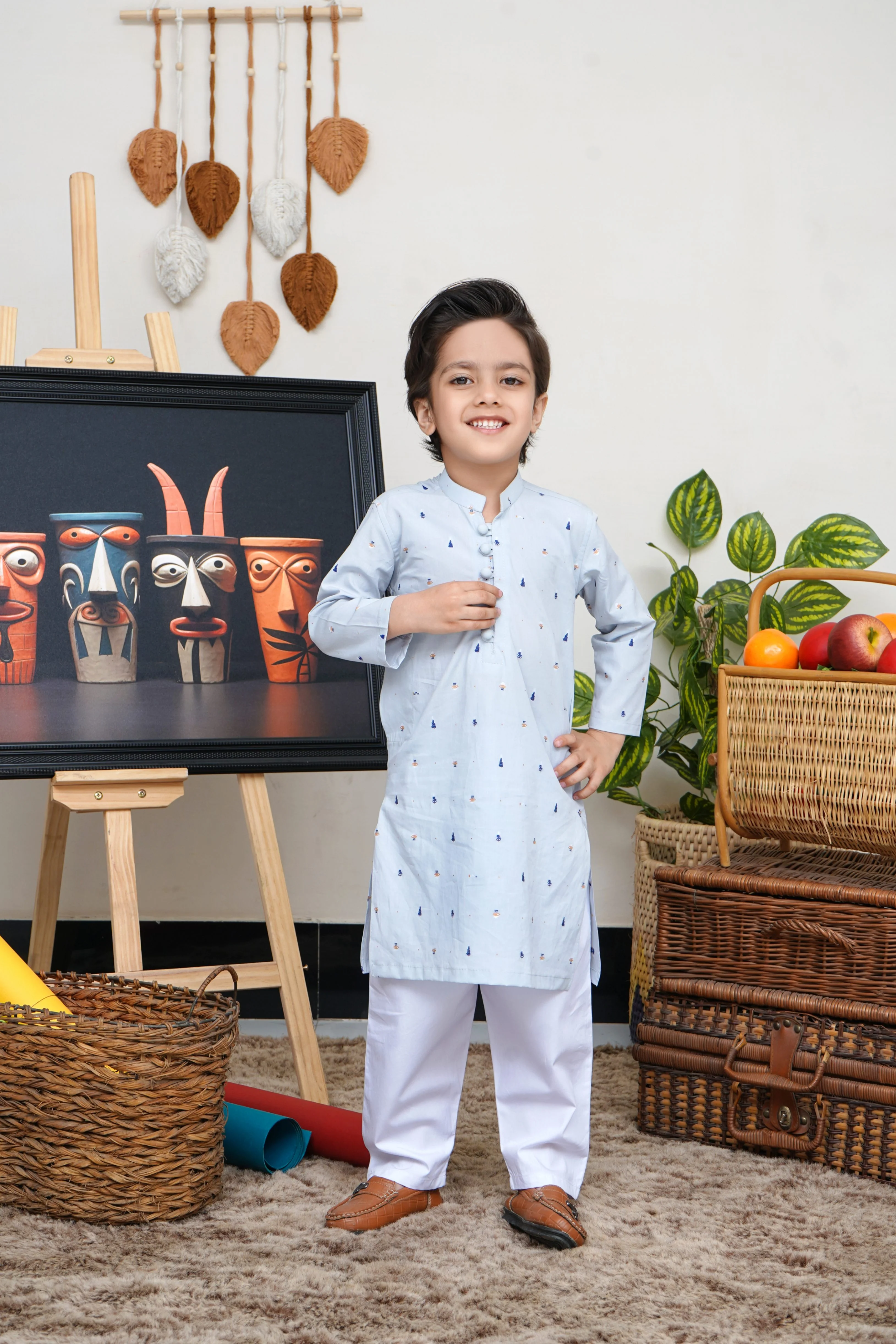 cotton Kurta in Ice blue