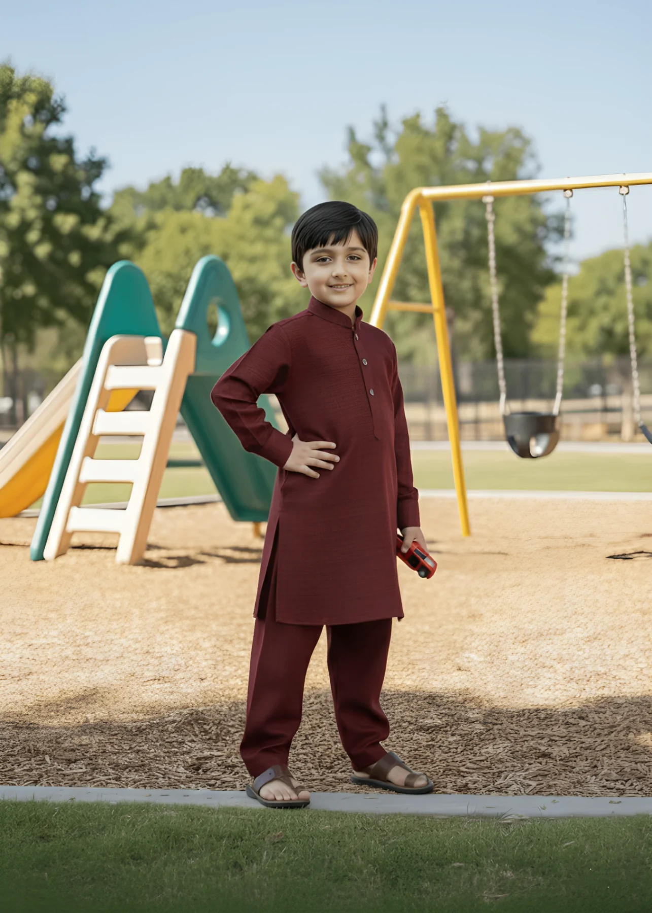 poly viscose Kurta Set in Maroon