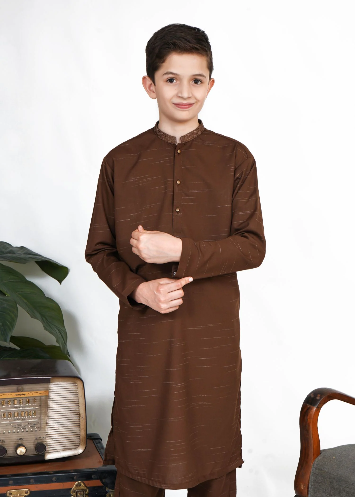 wash & wear Kurta Set in Chestnut brown