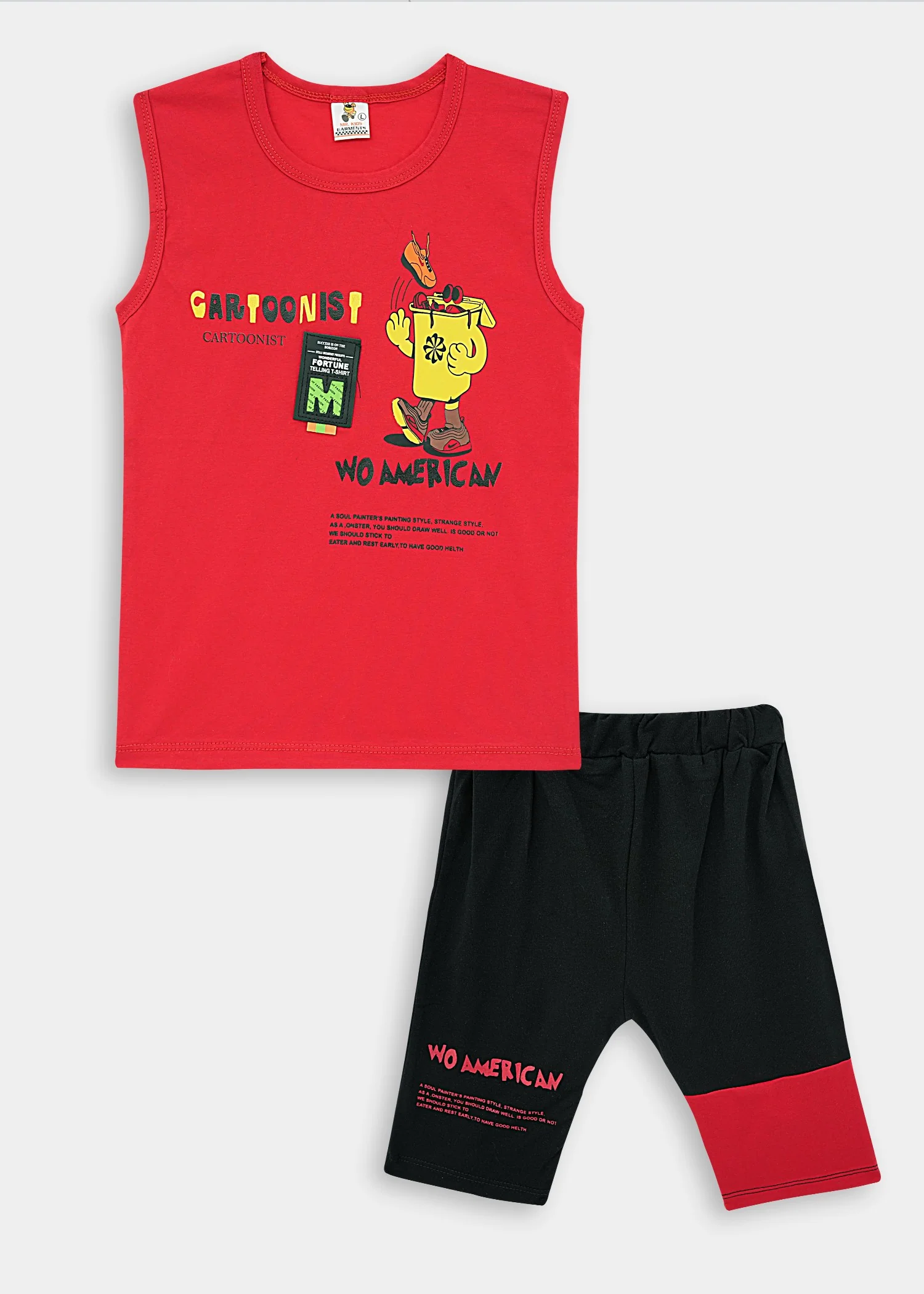 cotton jersey T Shirt in Red, jet black