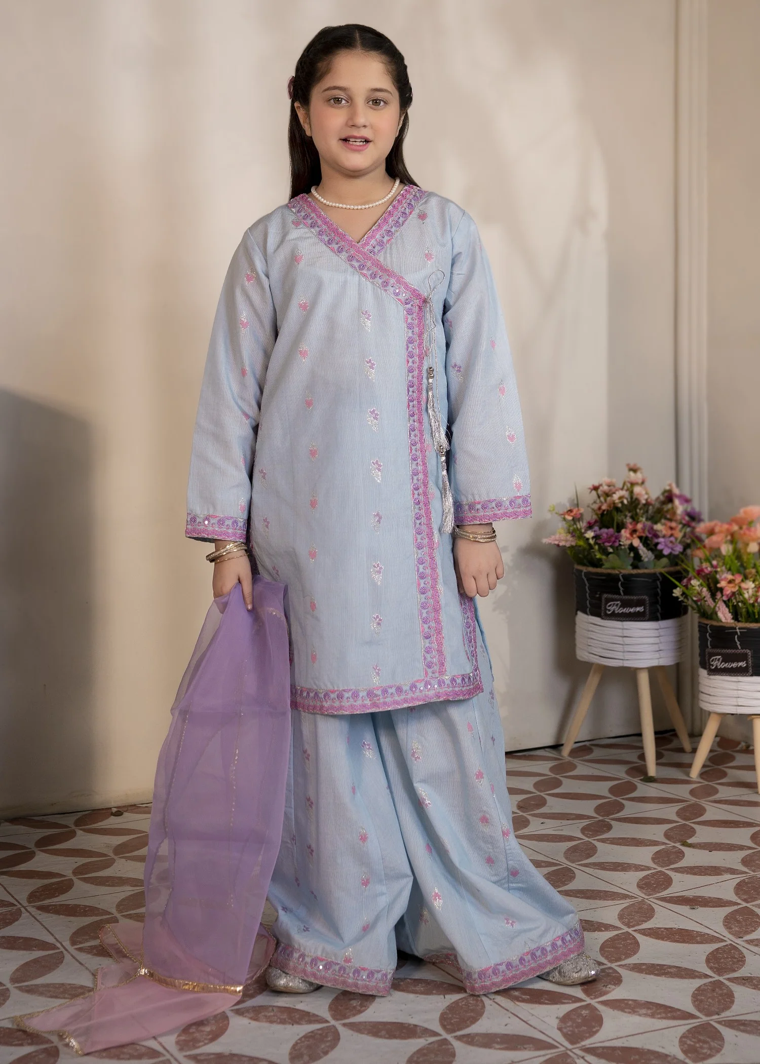 banarasi jacquard Sharara in Light blue