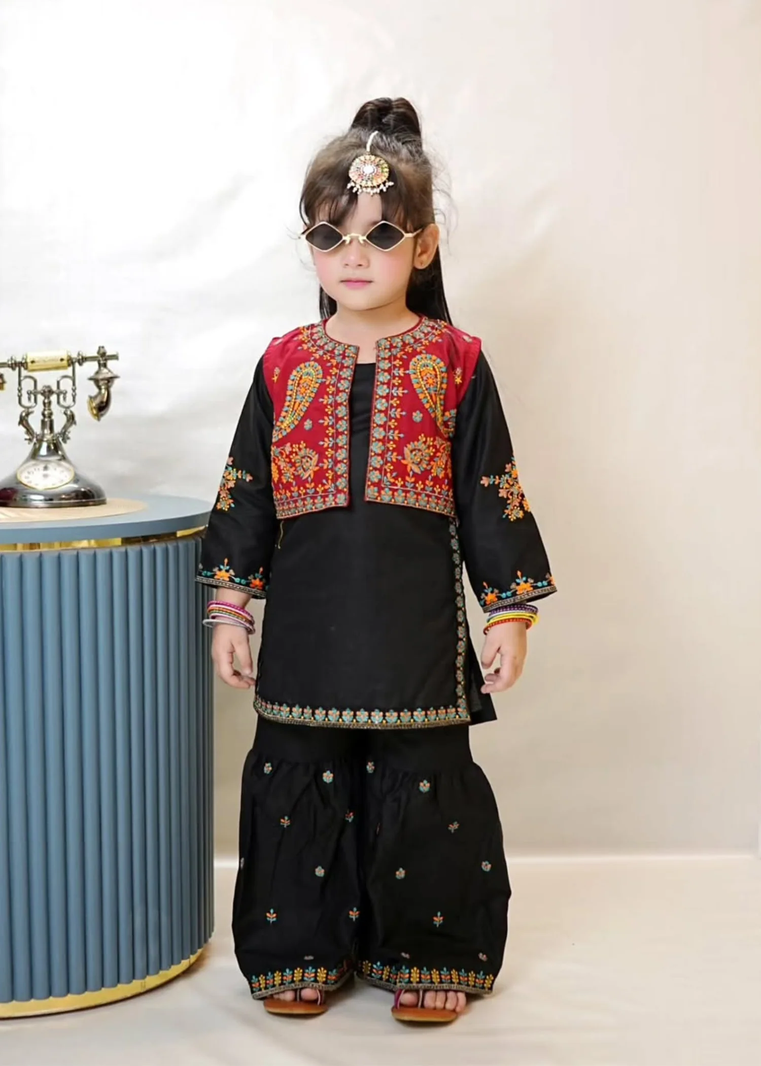 cotton Gharara in Black