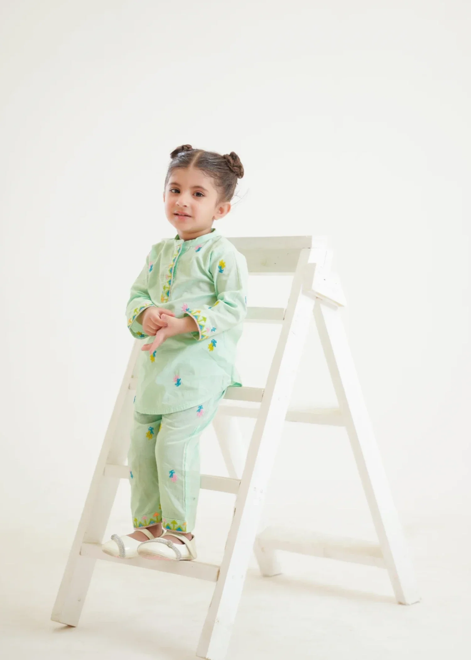 lawn Short Frock in Mint green