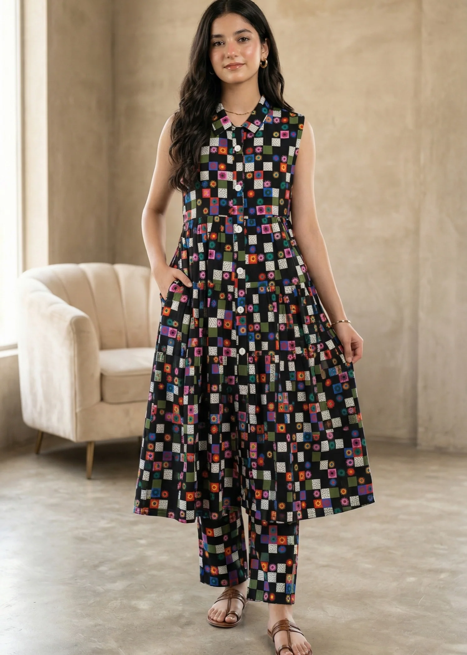 lawn Pishwas in Black