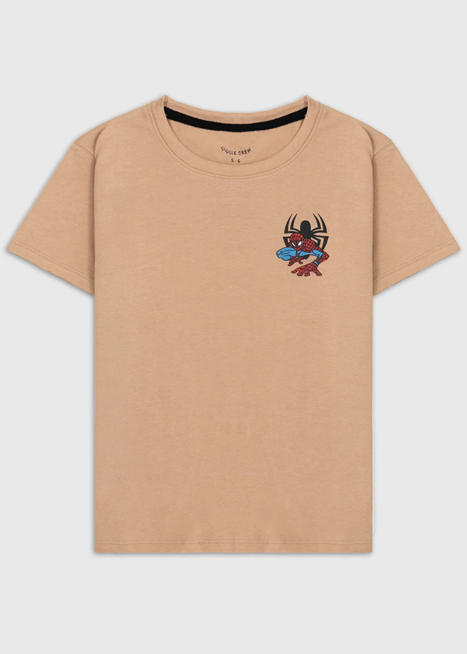 single jersey knit T Shirt in Camel brown
