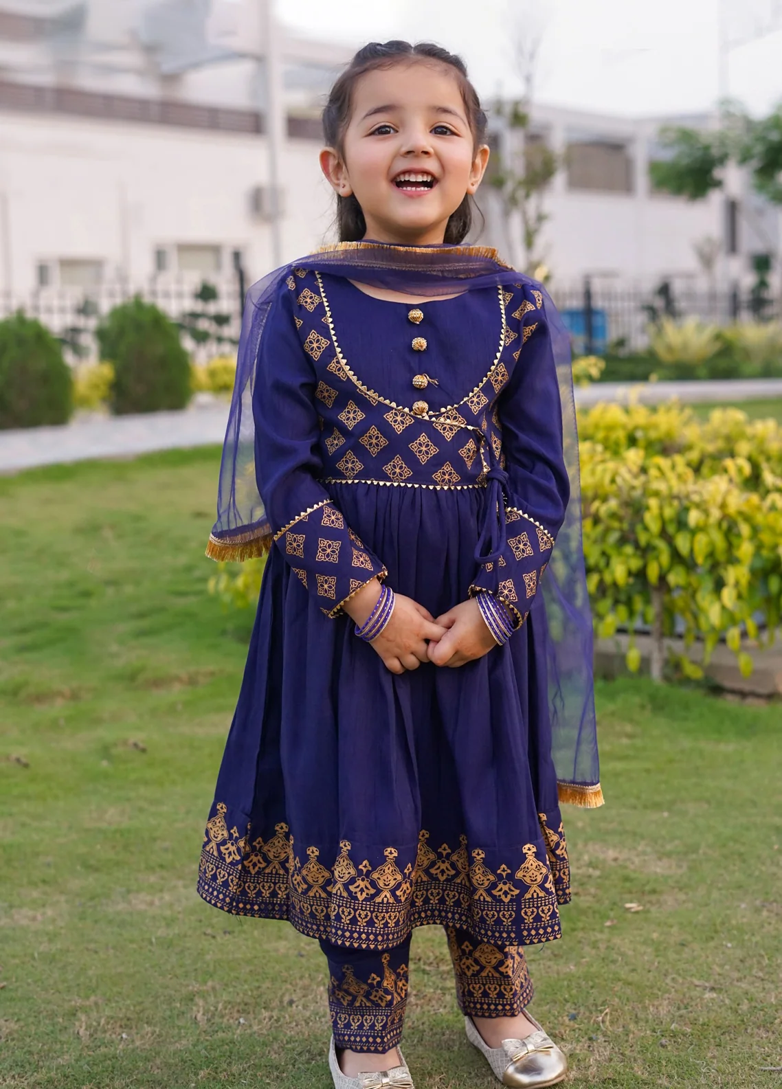 raw silk Angrakha in Royal blue