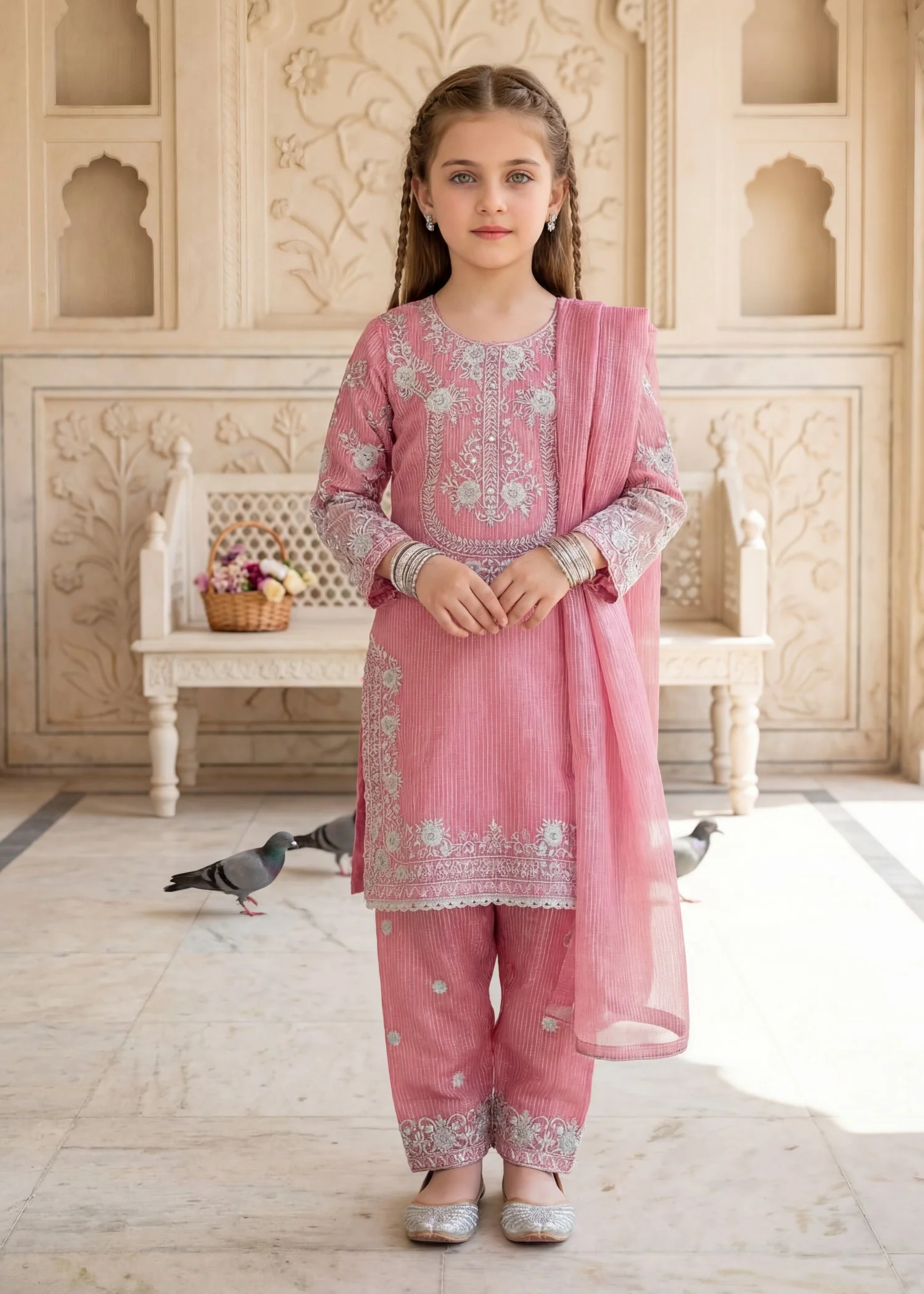 khaddi net Kurta Set in Pink
