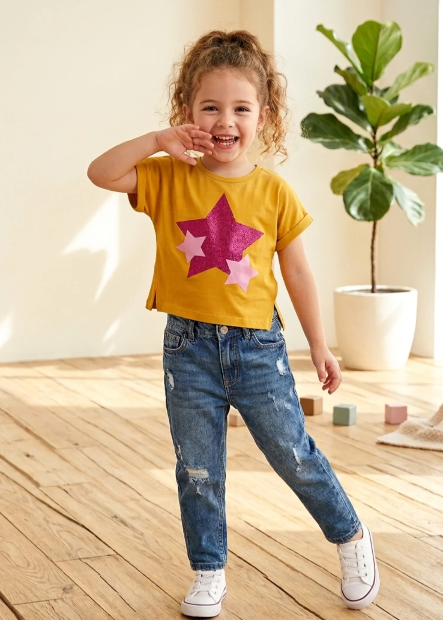 jersey knit T Shirt in Mari gold