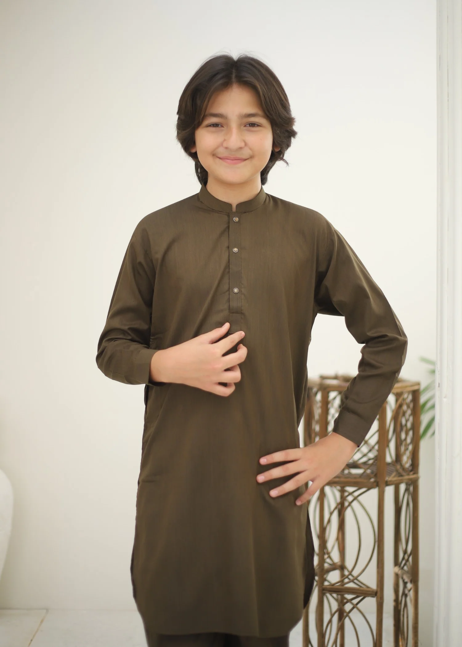 wash & wear Kurta Set in Mocha brown