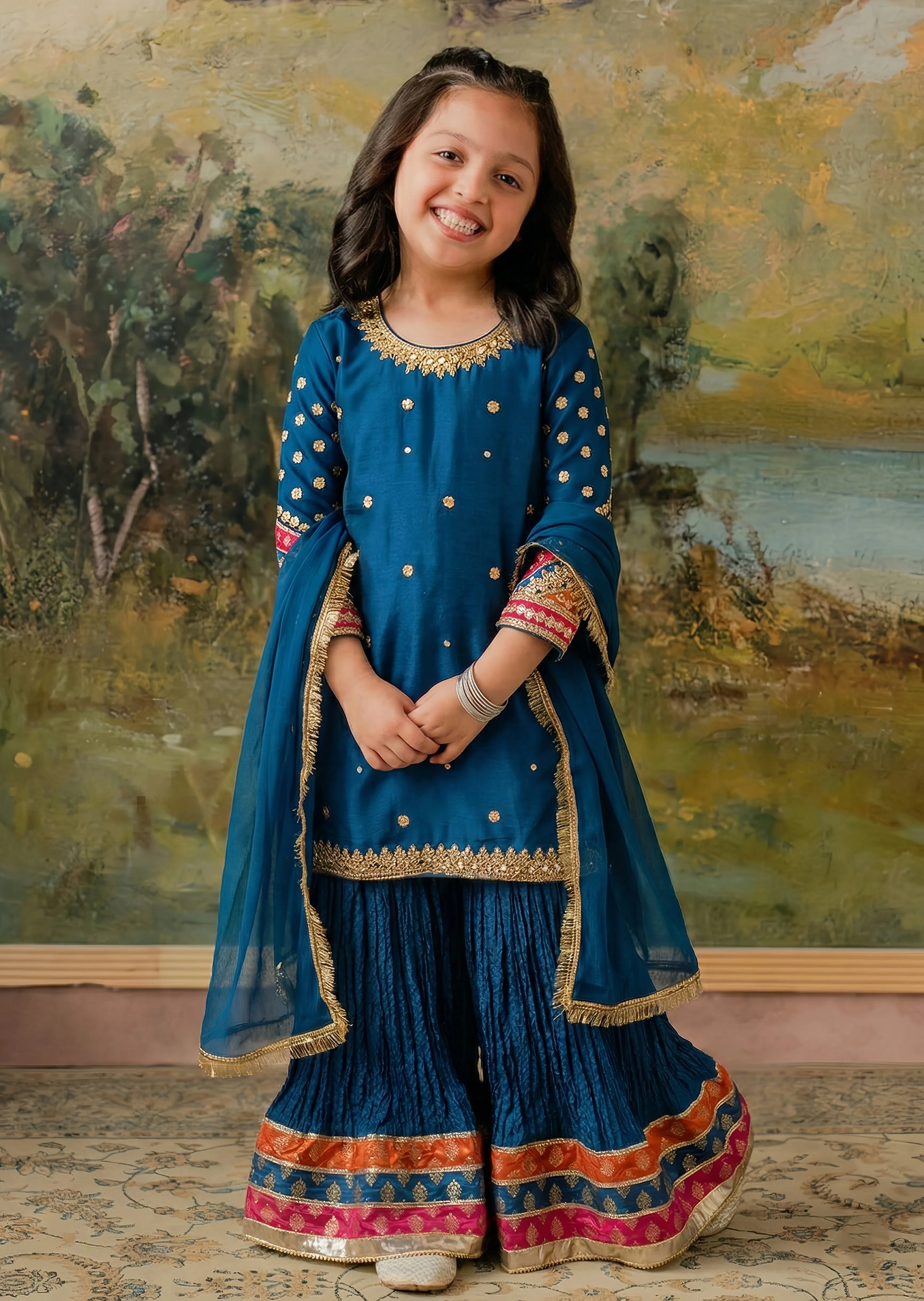 chiffon Sharara in Teal