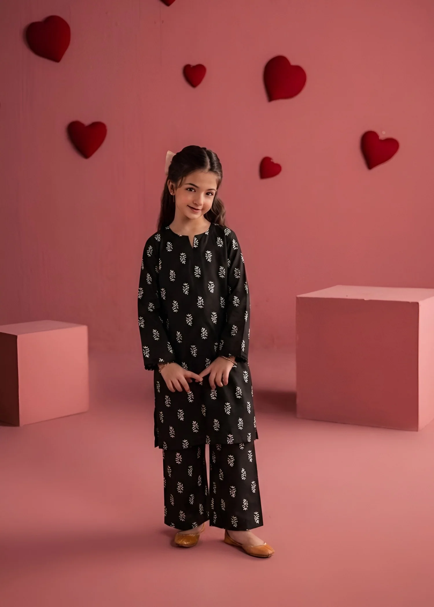linen Kurta Set in Black