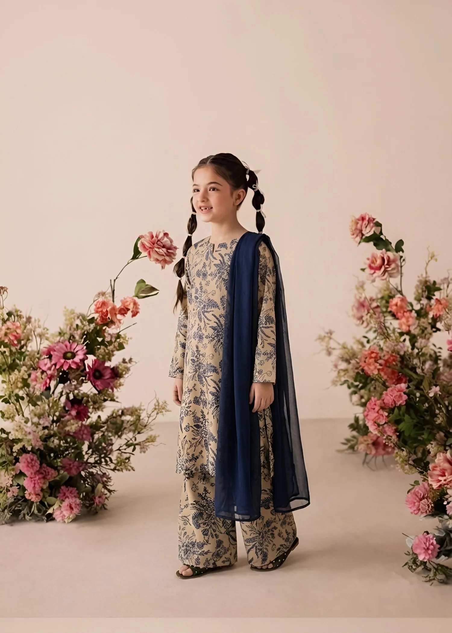 linen Kurta Set in Beige